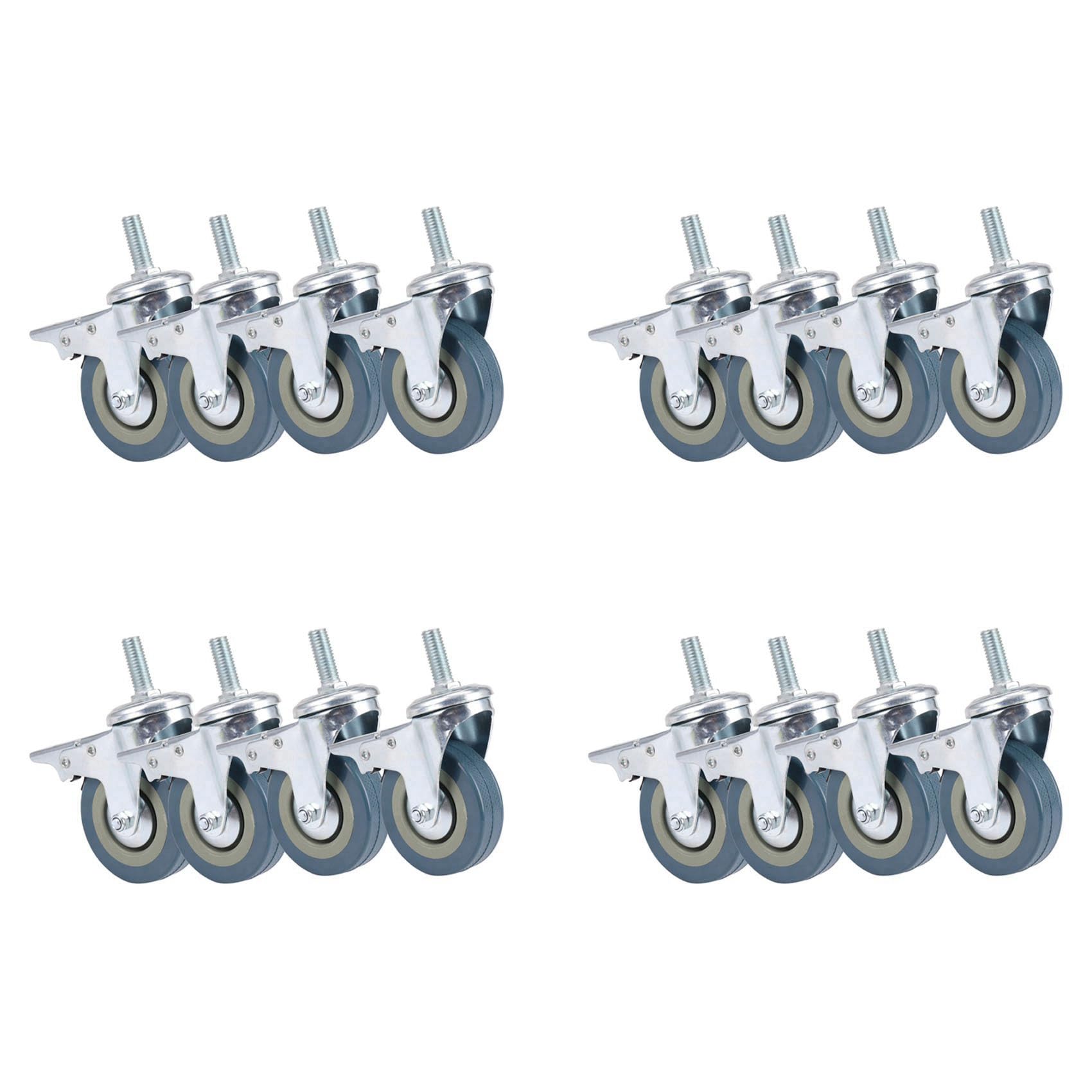 Aundhegrtt Picture Color Heavy Duty 75Mm Swivel Castor With Brake Trolley Casters Wheels For Furniture, Set Of 16