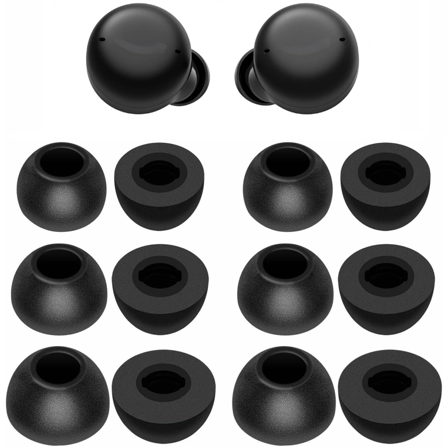 Cuscinetti auricolari di ricambio in memory foam con cancellazione del rumore, compatibili con Echo Buds (versione 2021, 2a generazione), L/M/S 3, taglia 6 paia, nero 2146P
