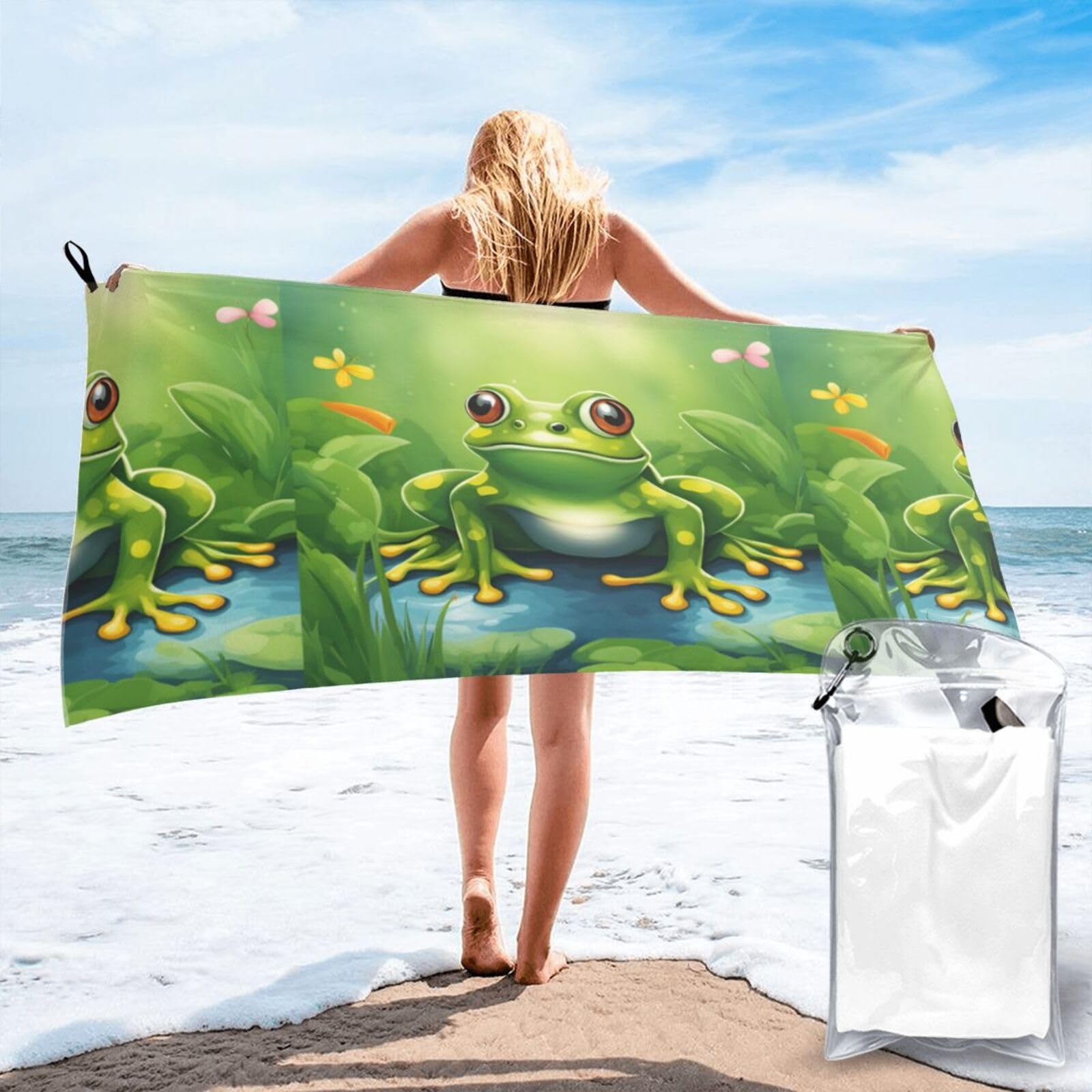 Serviette de bain séchage rapide grenouille contre l'humidité en voyage