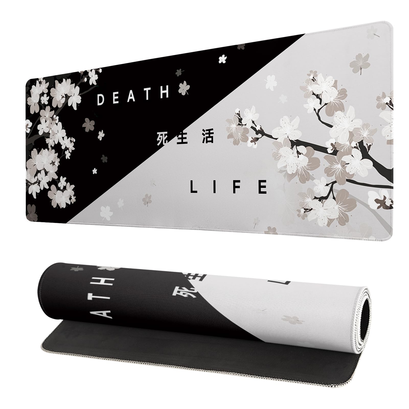 Extended Gaming Mouse Pad, Large Gaming Mouse Waterproof with Stitched Edges, Non-Slip Desktop Pad for Home and Office, Level Up Your 31.5x11.8 Inch… (Black and White Life)