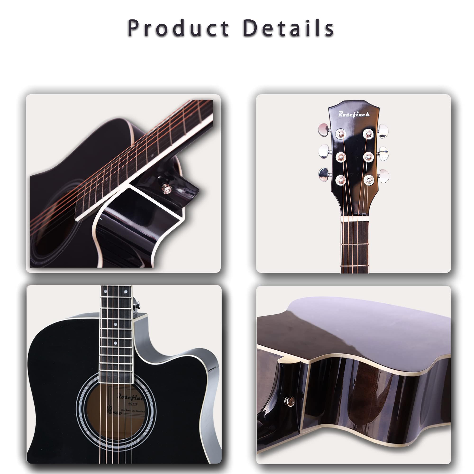 Amazon | Rosefinch 41インチ アコースティックギター 初心者 大人