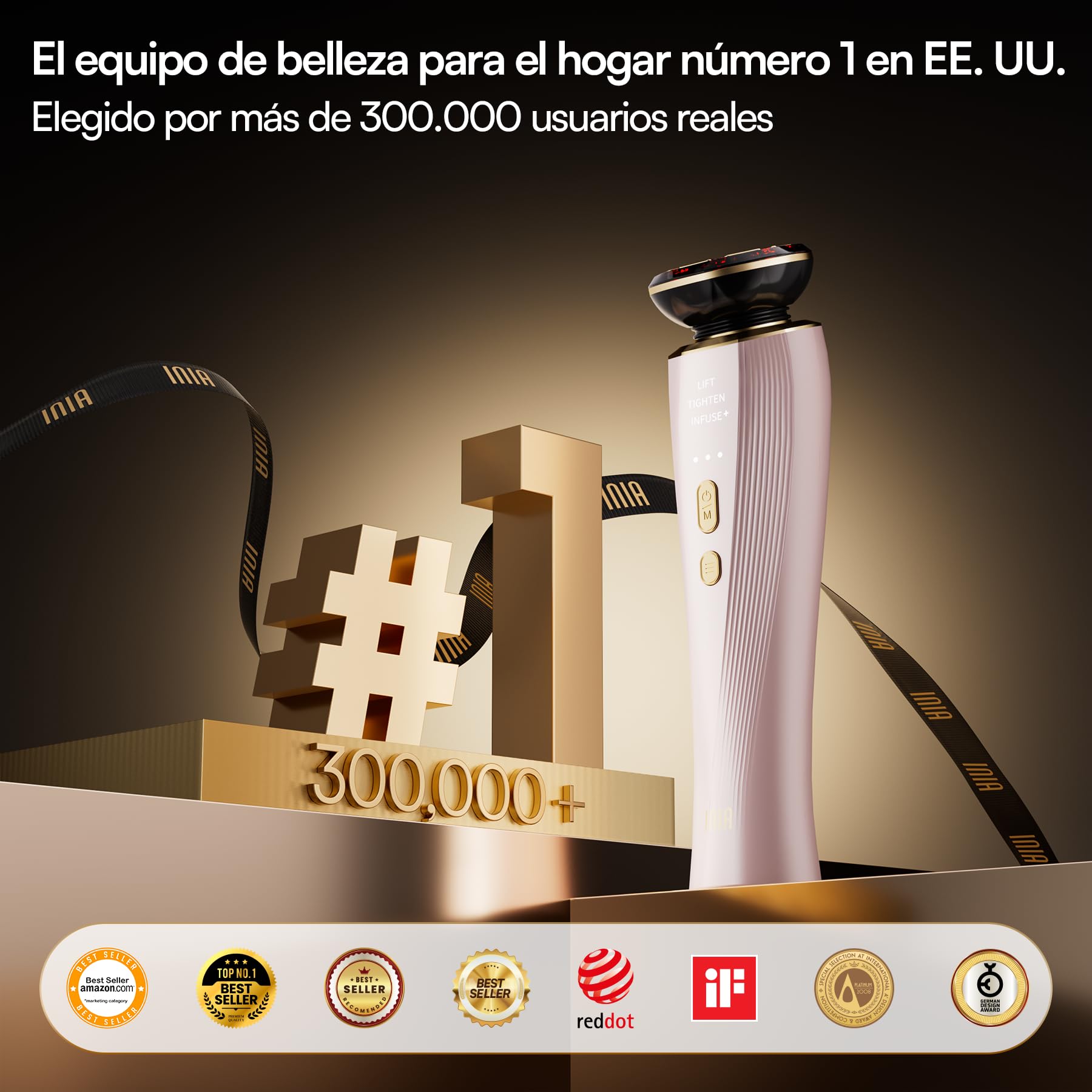 INIA FLARE Dispositivo Facial de Microcorriente con Luz Roja
