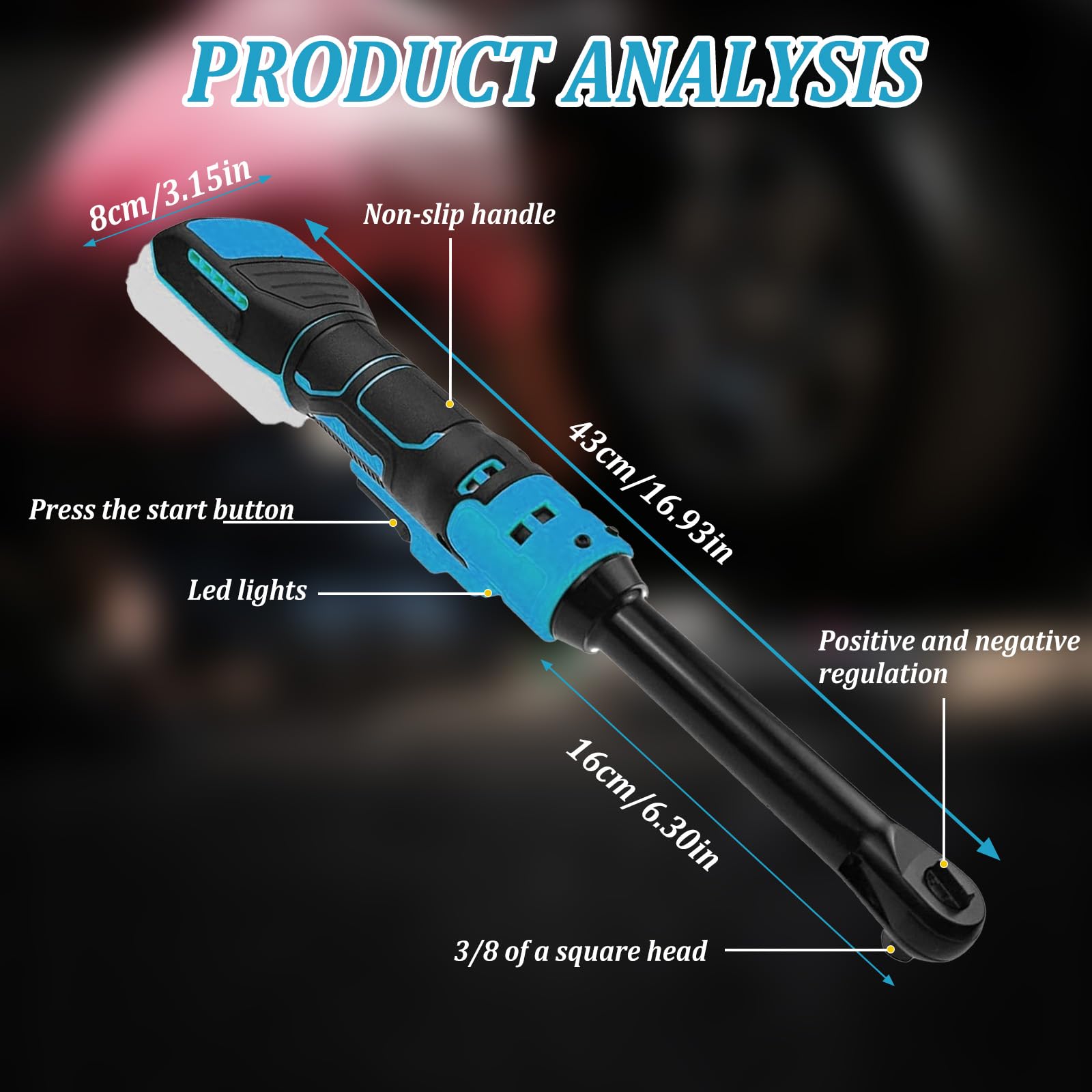 Clé à Cliquet électrique Compatible avec Makita 21V, Clé à Cliquet Électrique 3/8", Cle à Choc Sans Fil, Cliquet Electrique avec 10 Clés à Douille, Tige d'extension (Sans Piles)