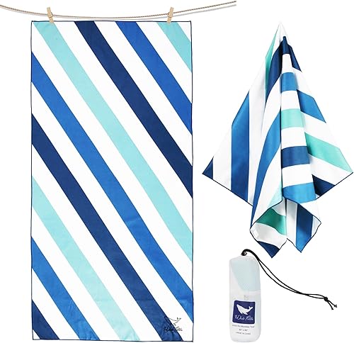 Miniatura 1 de Whale Flotilla Paquete de 2 toallas de playa de secado rápido de gran tamaño (35 x 70 pulgadas), juego de toallas de playa de microfibra sin arena,