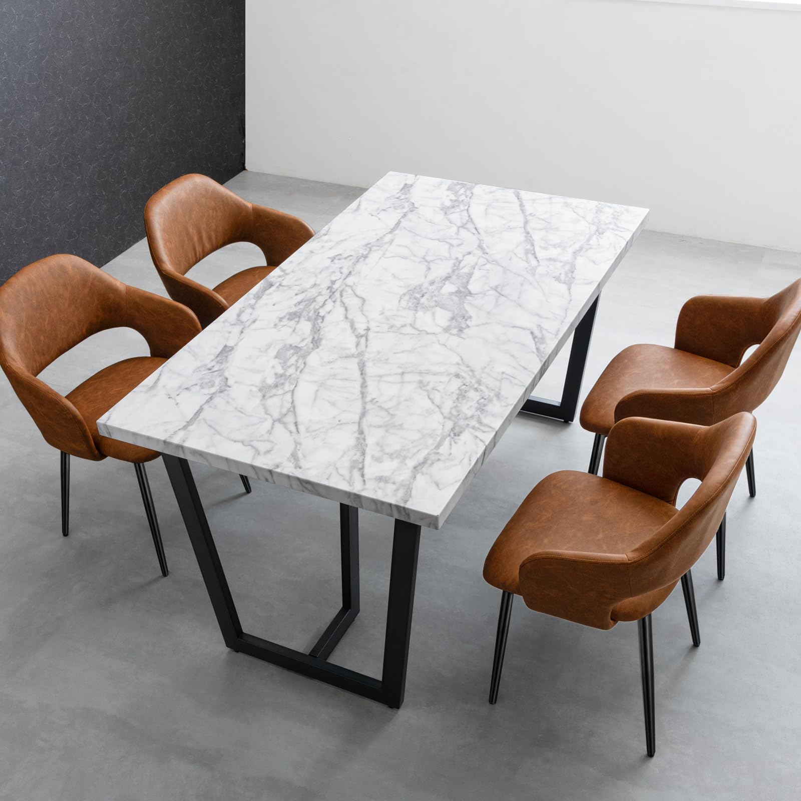 本革4つチェア+大理石テーブル 本革4つチェア+大理石テーブル