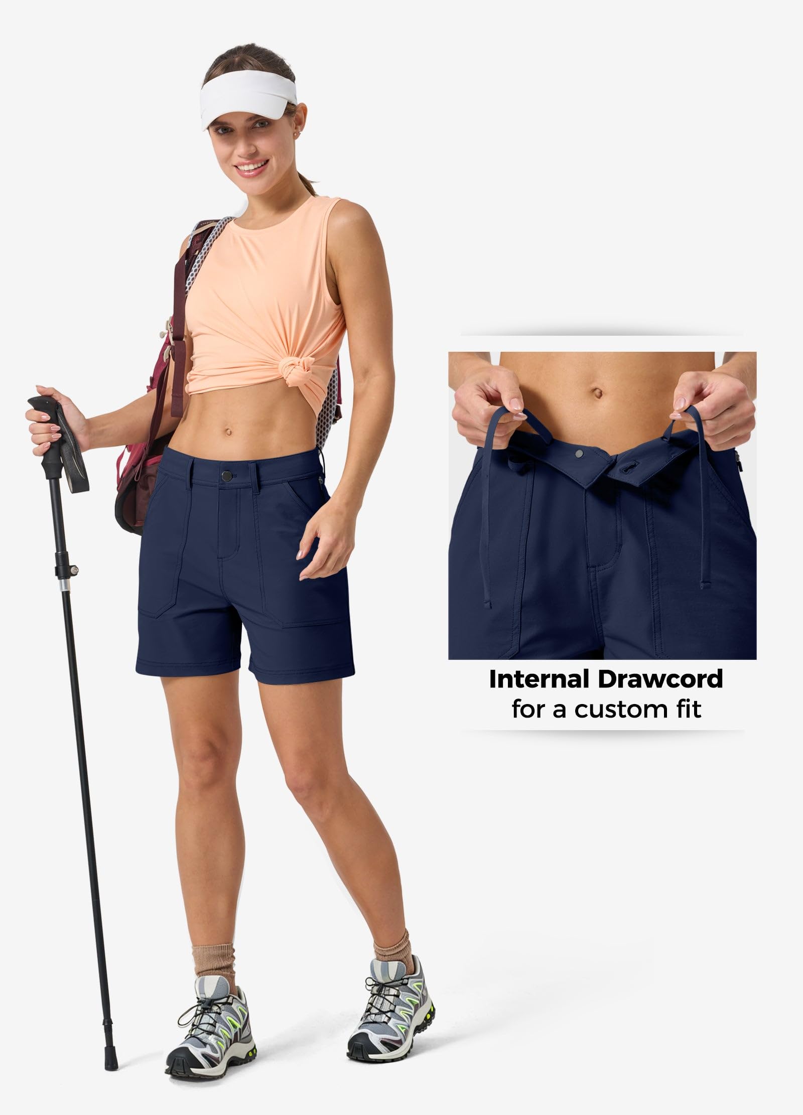 WILLIT Wandershorts Damen Schnelltrocknend Elastisch Wasserabweisend Outdoor Trekking Shorts 13cm (5") mit Taschen