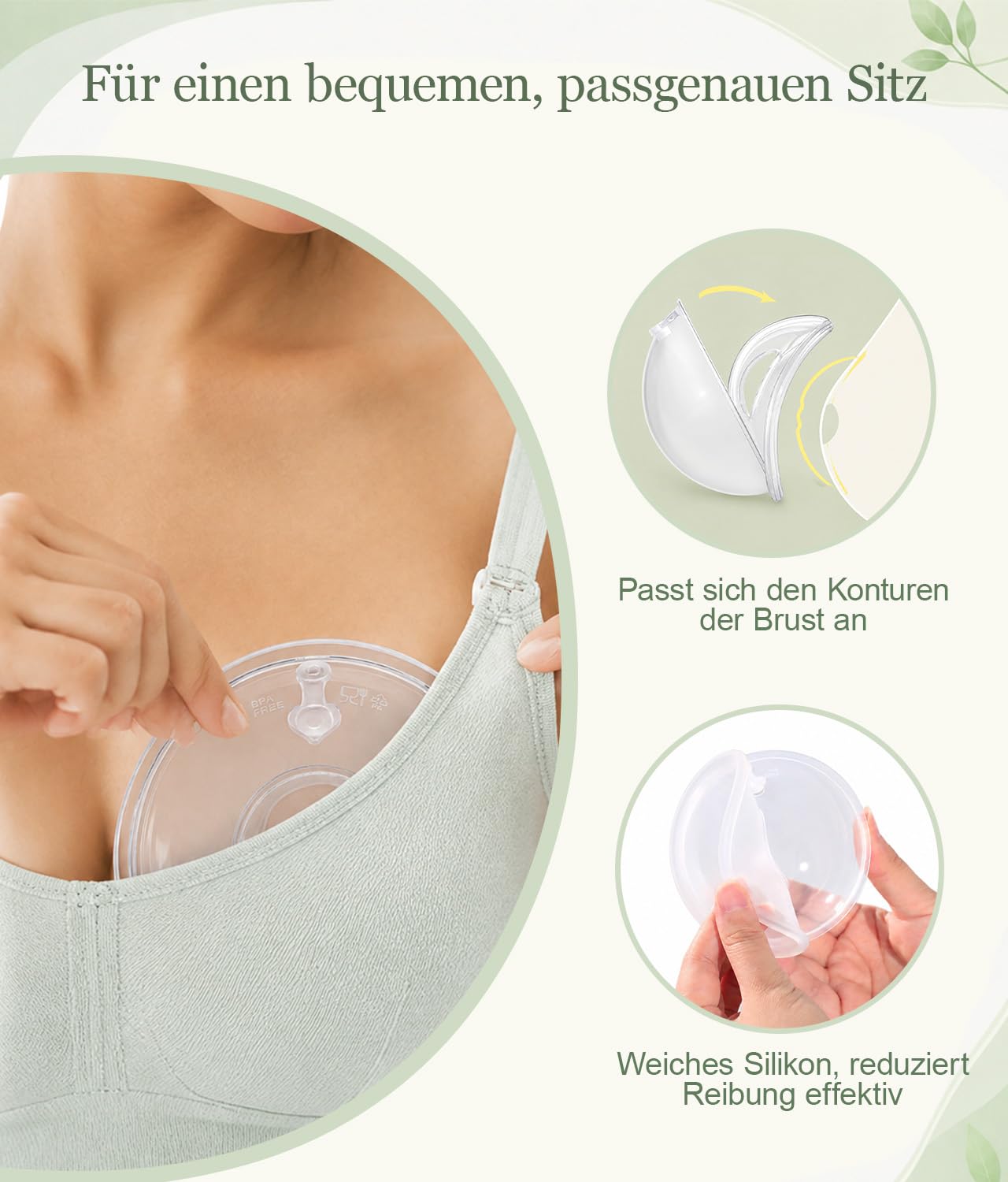 Oiomniv Milchauffangschalen Stillen, Brustschalen 60 ML Silikon Milchfänger BPA-frei Wiederverwendbare Brustschalen mit 20 Muttermilchbeutel, Lagerbox, 2 Stück
