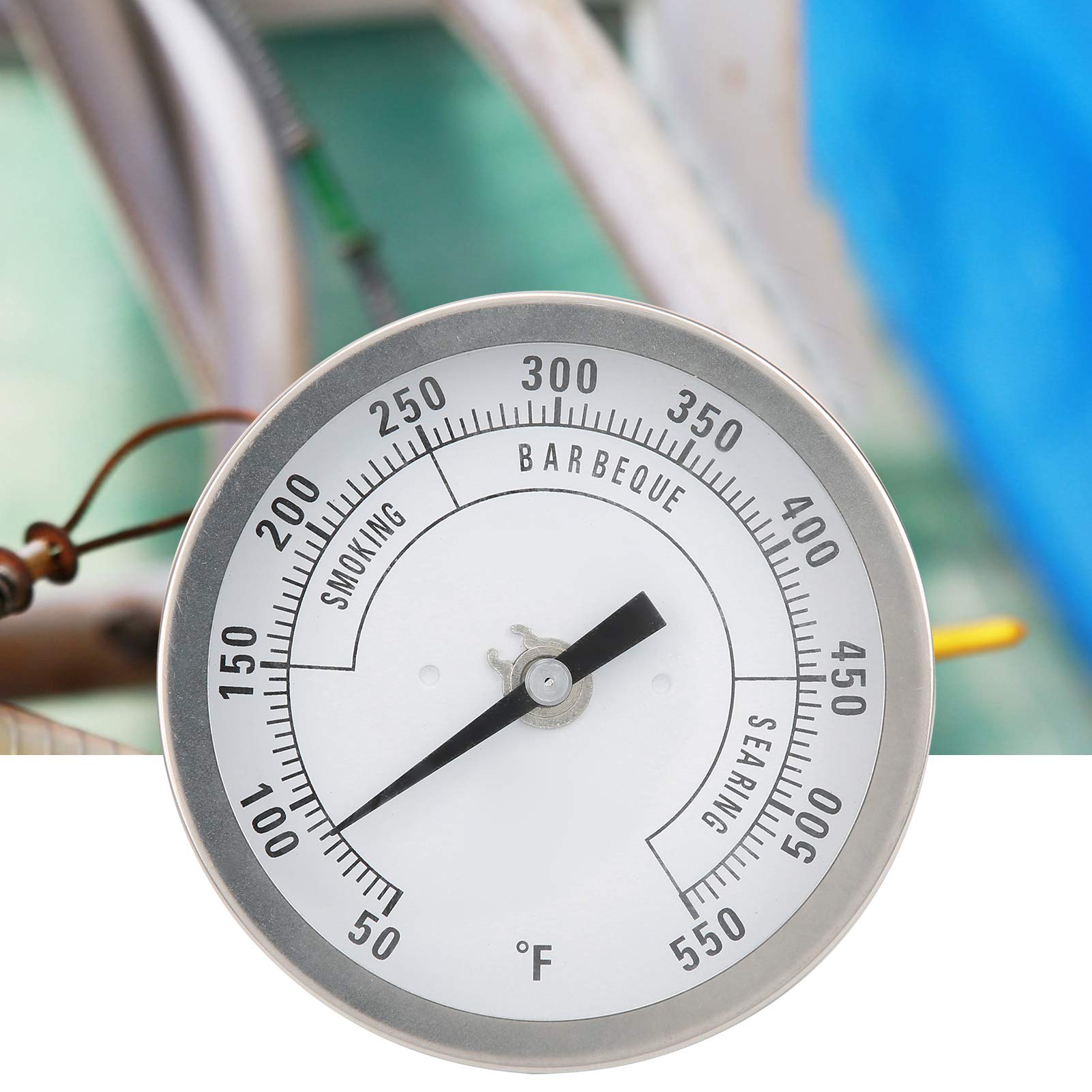 Jeanoko Termometro a puntatore regolabile NPT da 7,6 cm in acciaio inox da 1,27 cm, per barbecue, grill, forno, 287,8 °C, indicatore di temperatura per affumicatore, termometro per griglia, indicatore