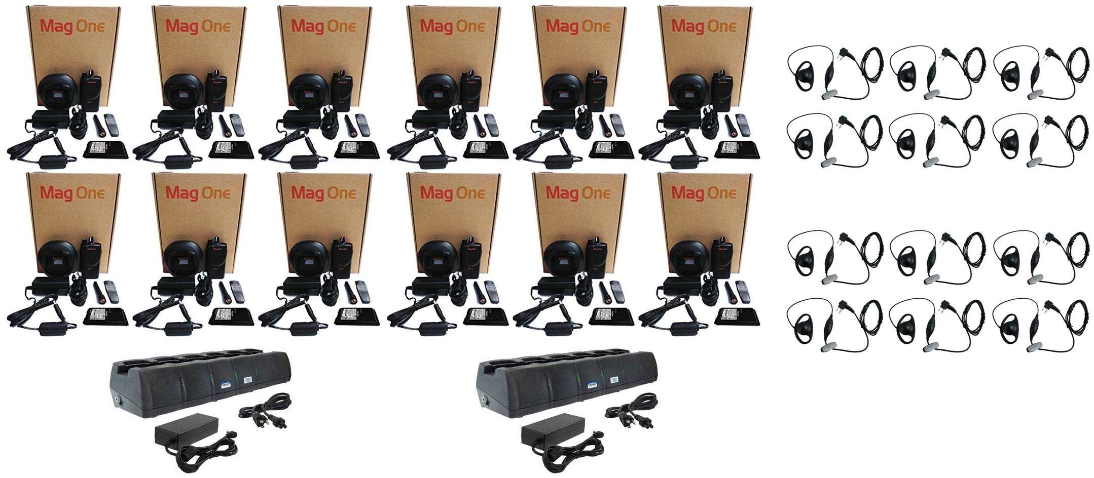 BPR40 VHF 150-174MHz 16 Channel 5 Watt Portable Radio with E316 D-Ring Headset and EC6M-TWP-MT10A Multi Unit Charger