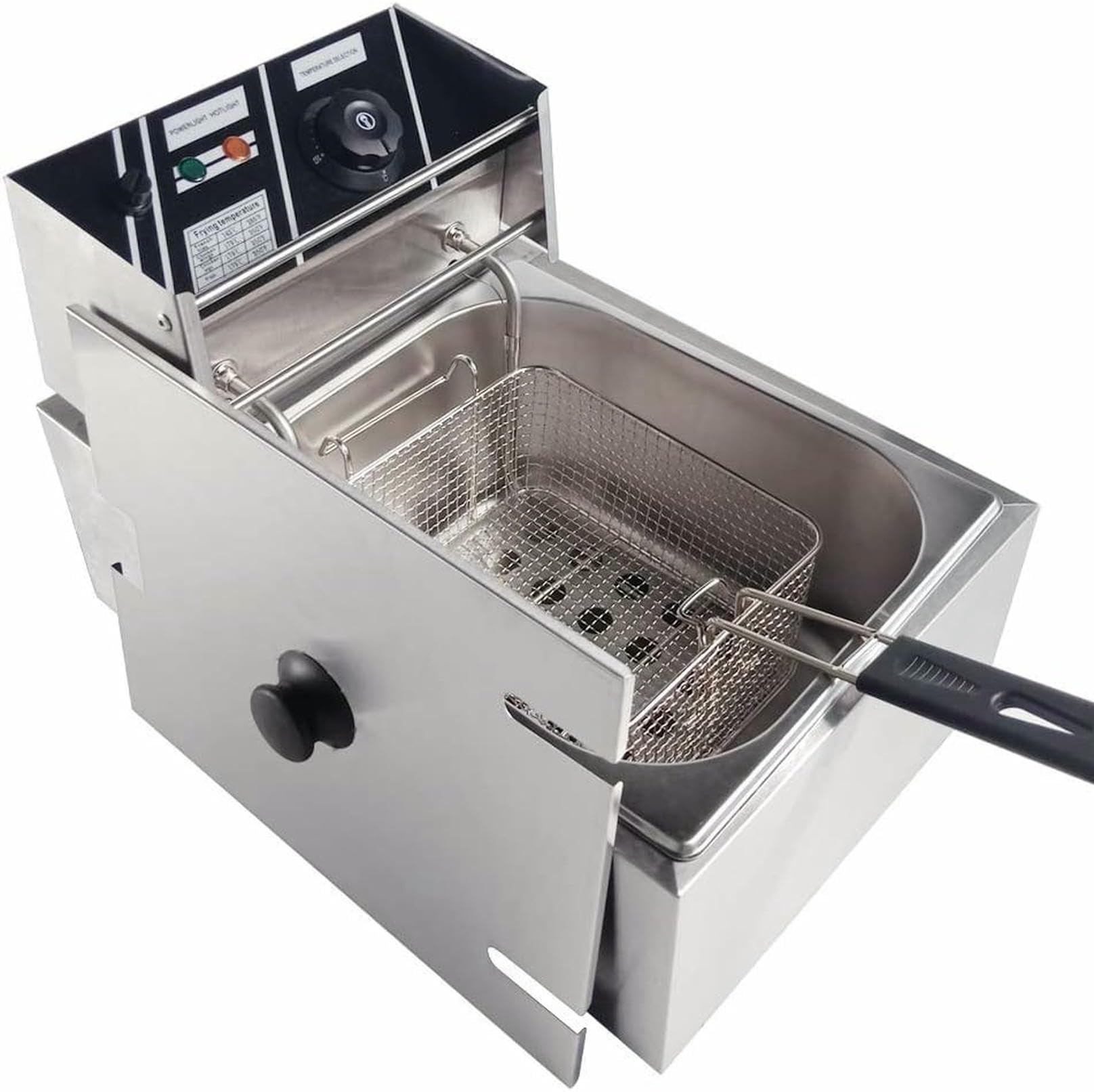 Friteuse électrique bain d'huile 6L cuve inox grand volume 2500W et couvercle
