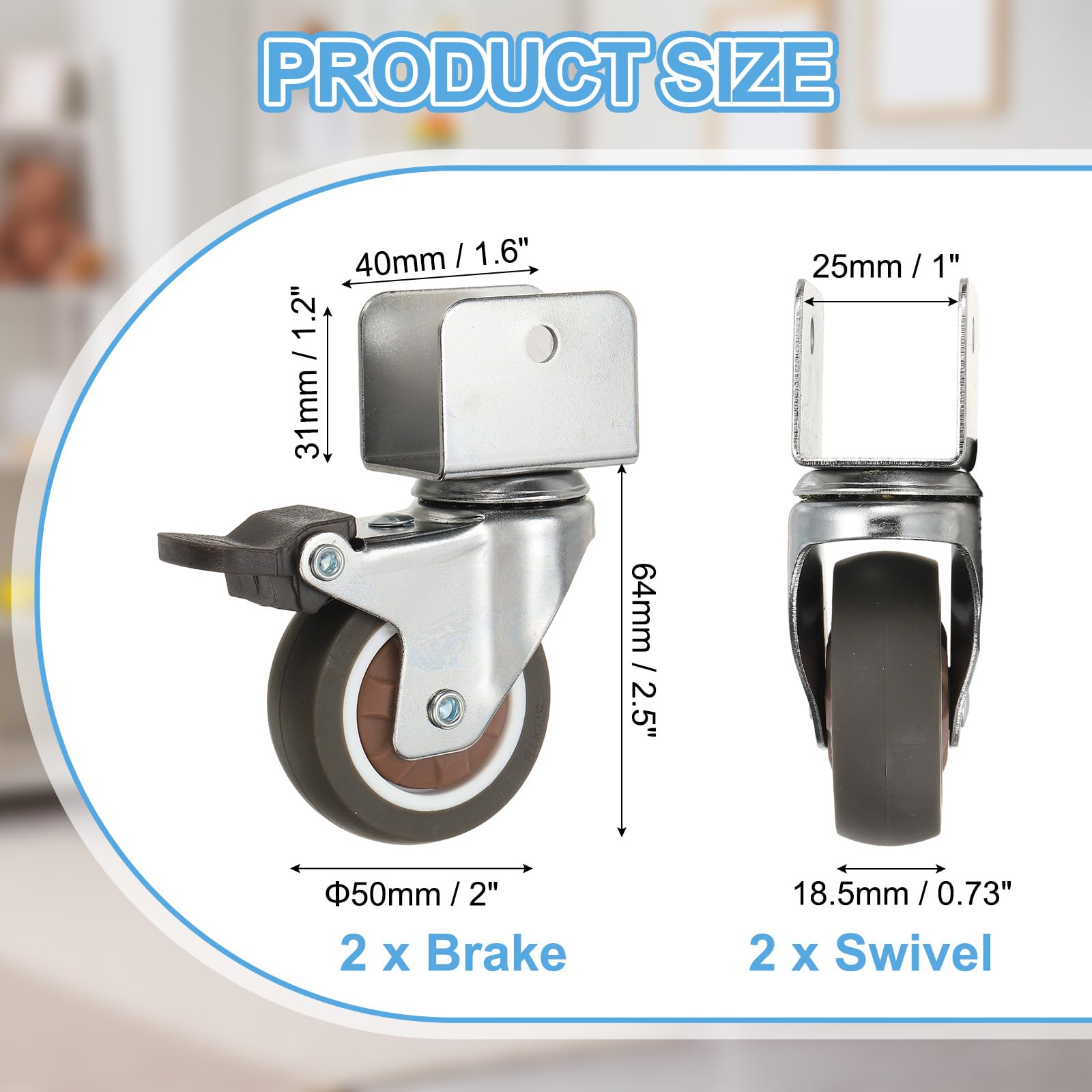 PATIKIL 2 Inch Caster Wheels - Image 2
