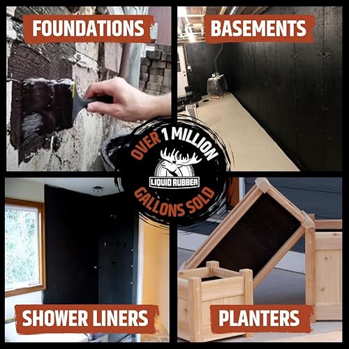 Miniatura 4 de Liquid Rubber Sellador de base de hormigón y sótano revestimiento impermeable para interiores y exteriores fácil de aplicar negro 5 galones