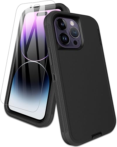 Funda para iPhone 14 Pro Max, con protector de pantalla, cubierta de puerto a prueba de polvo, cubierta de goma de silicona antideslizante de cuerpo disponible en Yaxa Colombia