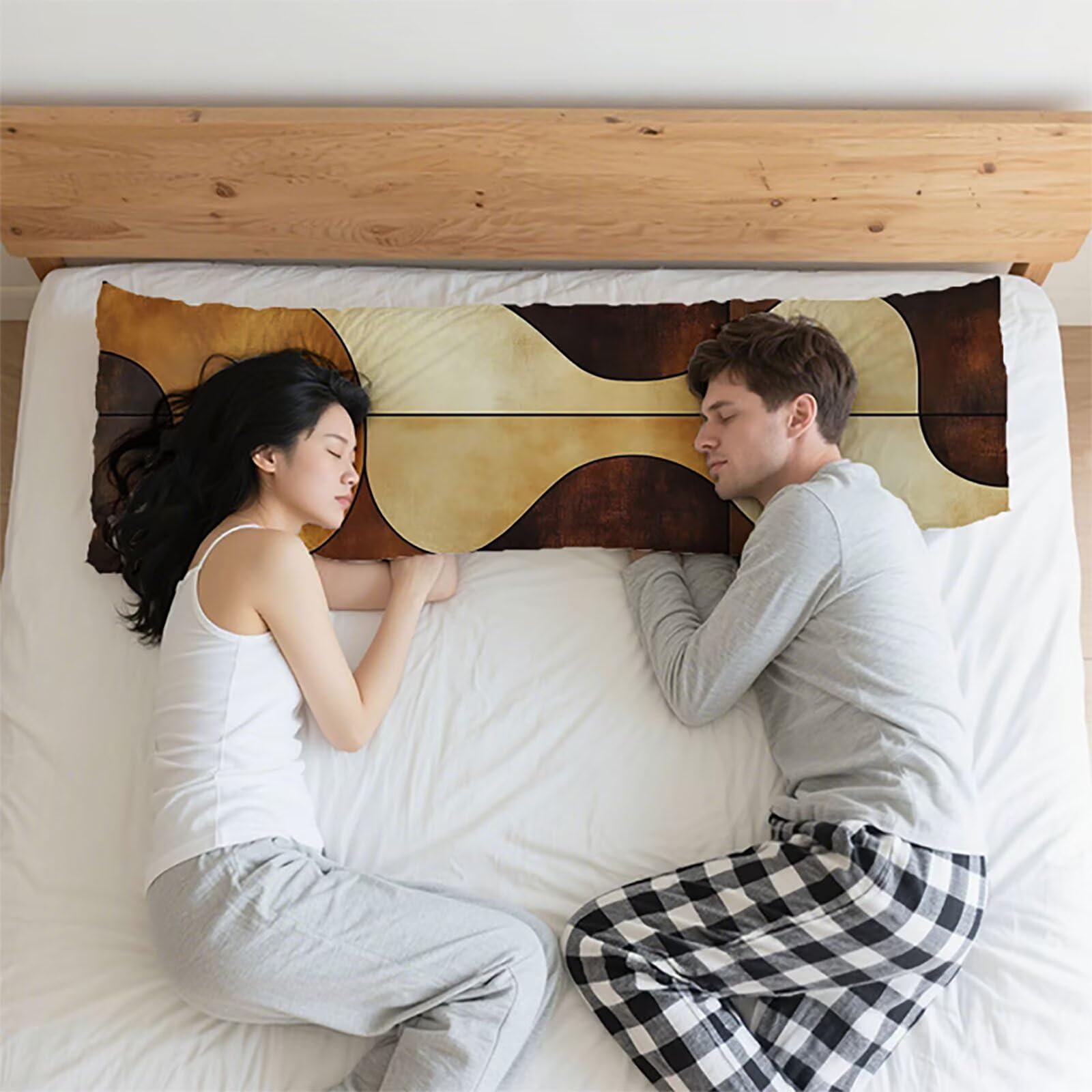 Federe Cuscini Marrone Federe Cuscino Letto Beige60x180cm Lino Copricuscini, Divano Morbida e Traspirante Stampa Fronte-Retro Con Invisibile Cerniera Ecologica e Lavabile per Letto o Divano C0C183
