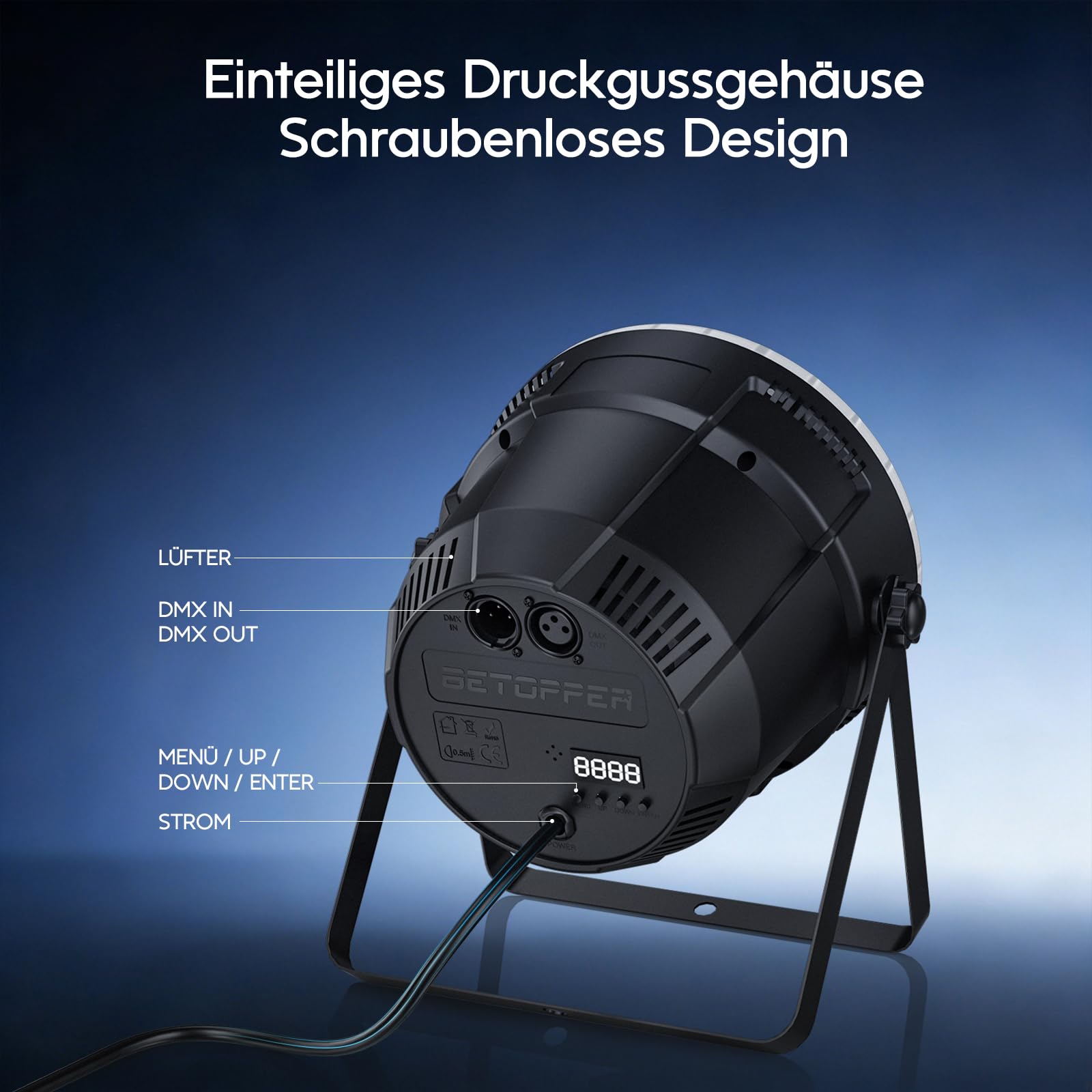 BETOPPER Bühnenbeleuchtung 54x3W Par-Scheinwerfer DJ 3-in-1 RGB LED 2P | Disco Beleuchtungskörper mit überragender Helligkeit, Stroboskoplicht Wash-DMX-Licht für Partys, Konzerte, Kirchen, Bar