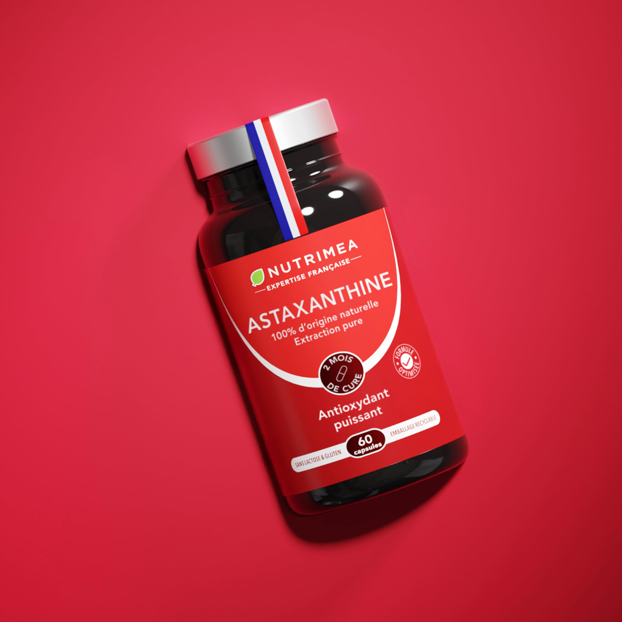 Astaxanthine - Extrait de Haematococcus Pluvialis 40 mg - 100% Naturel - Vegan - Antioxydant - Formule Premium - 60 Capsules - Nutrimea - Fabriqué en France