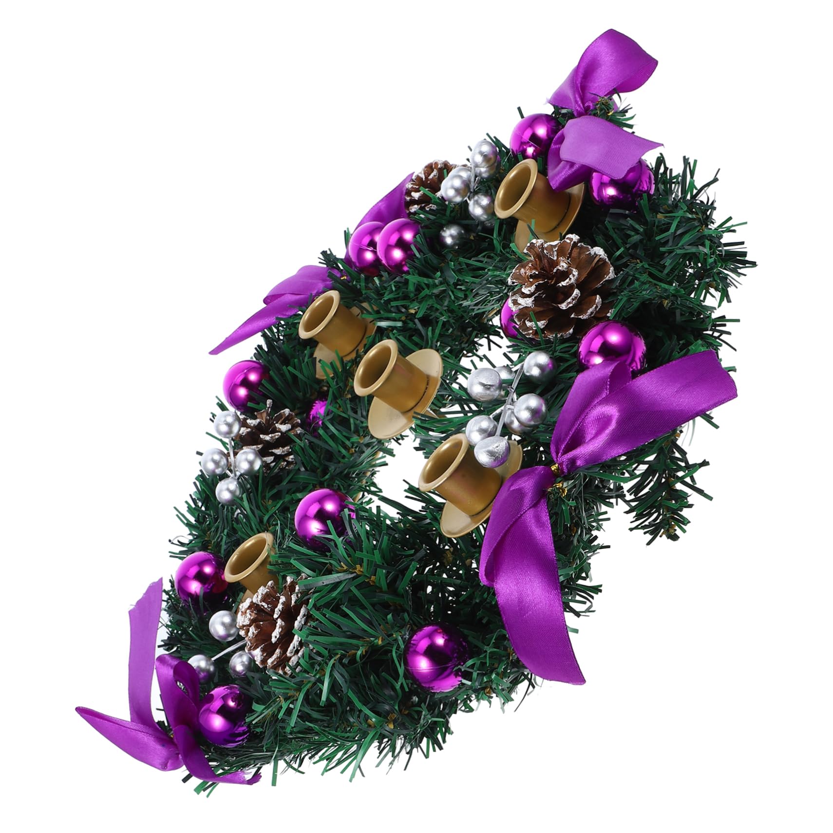 Luxshiny Garland Advent Candlestick Berry Wreath Candles Stand Christmas Decor Winter Holiday Home