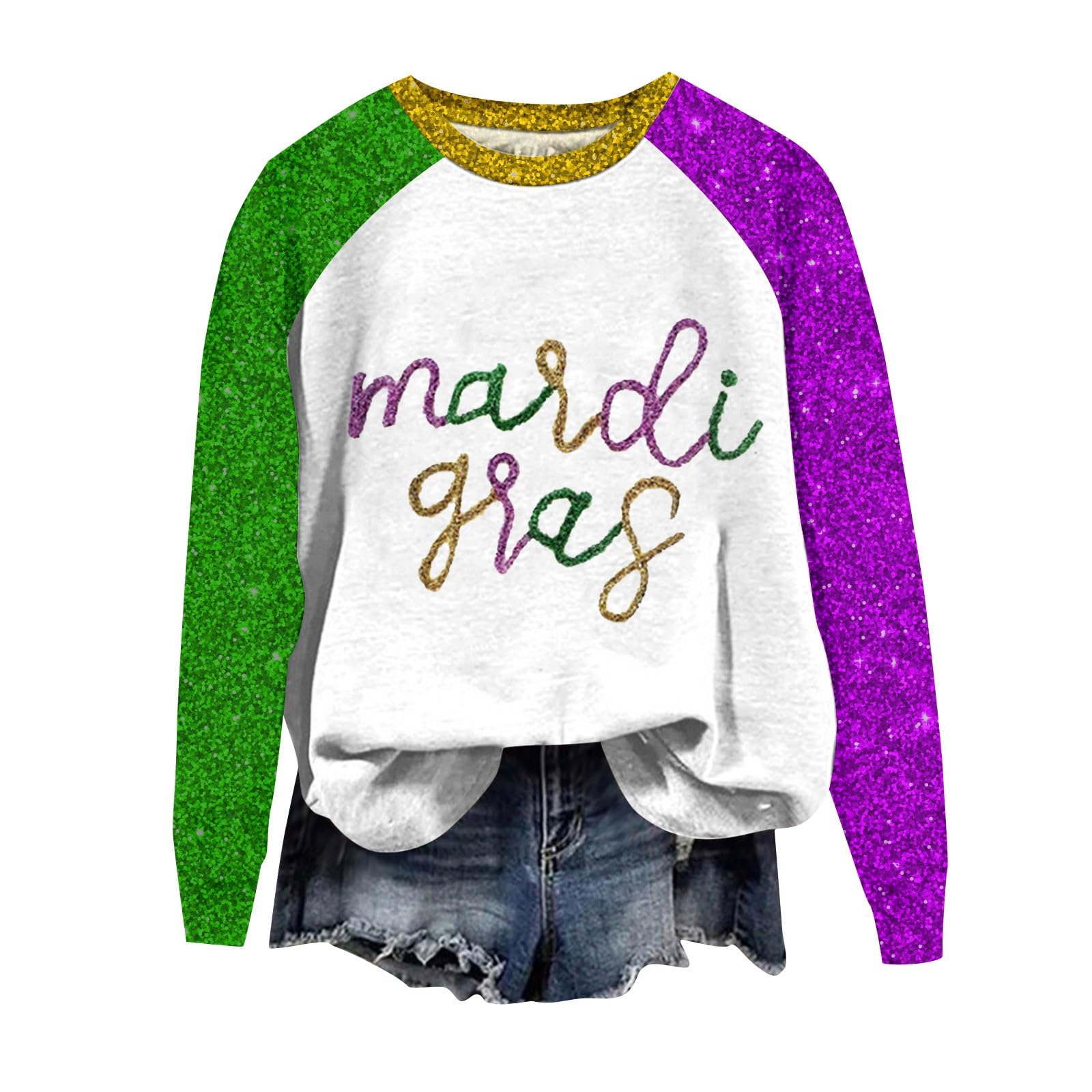 Formal Shirts for Women,Women's Fashion Casual Printed Round Neck Raglan Sweater Top Spring