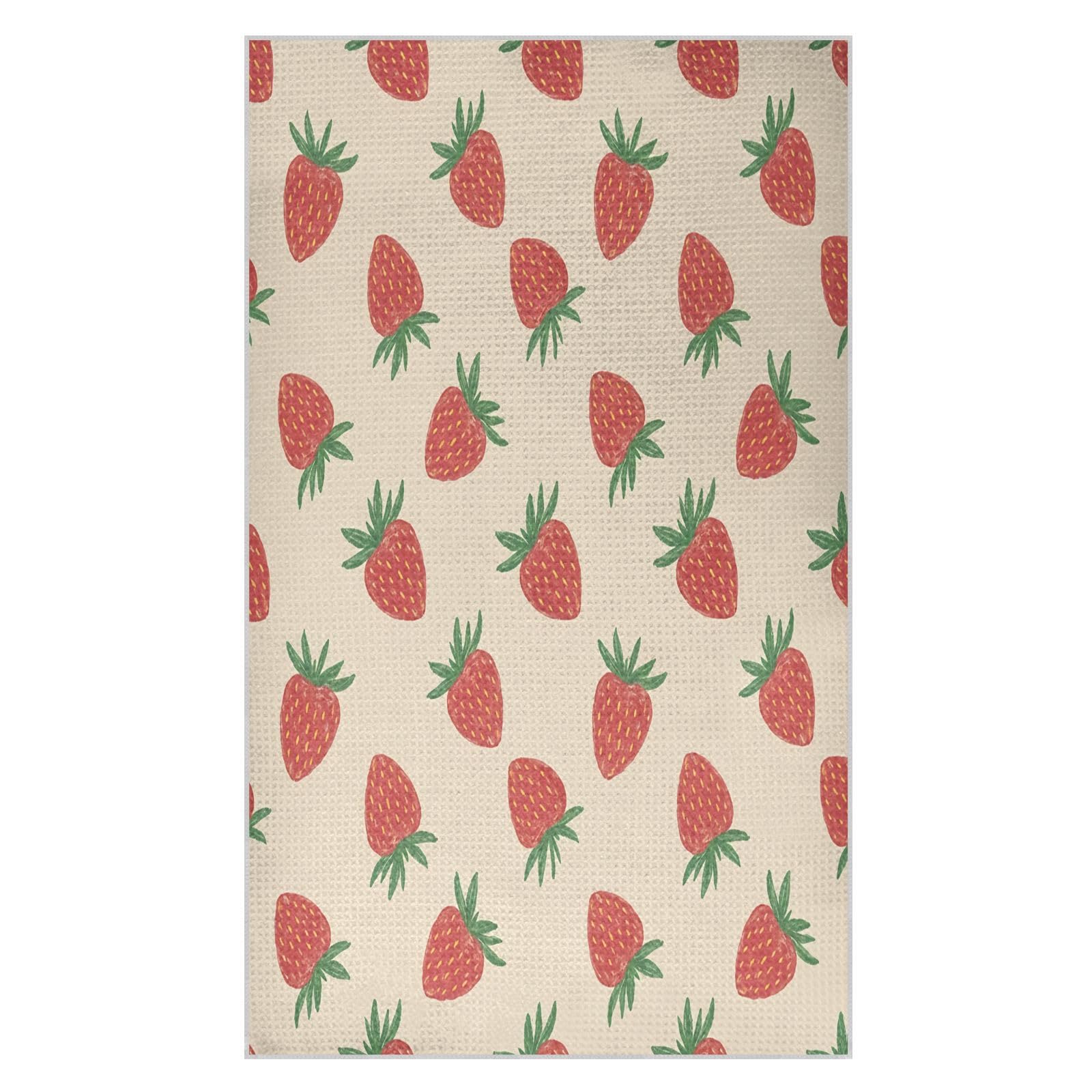 BURSTDDY Strawberries Kitchen Towels,Absorbent Dish Towels 1 Pack