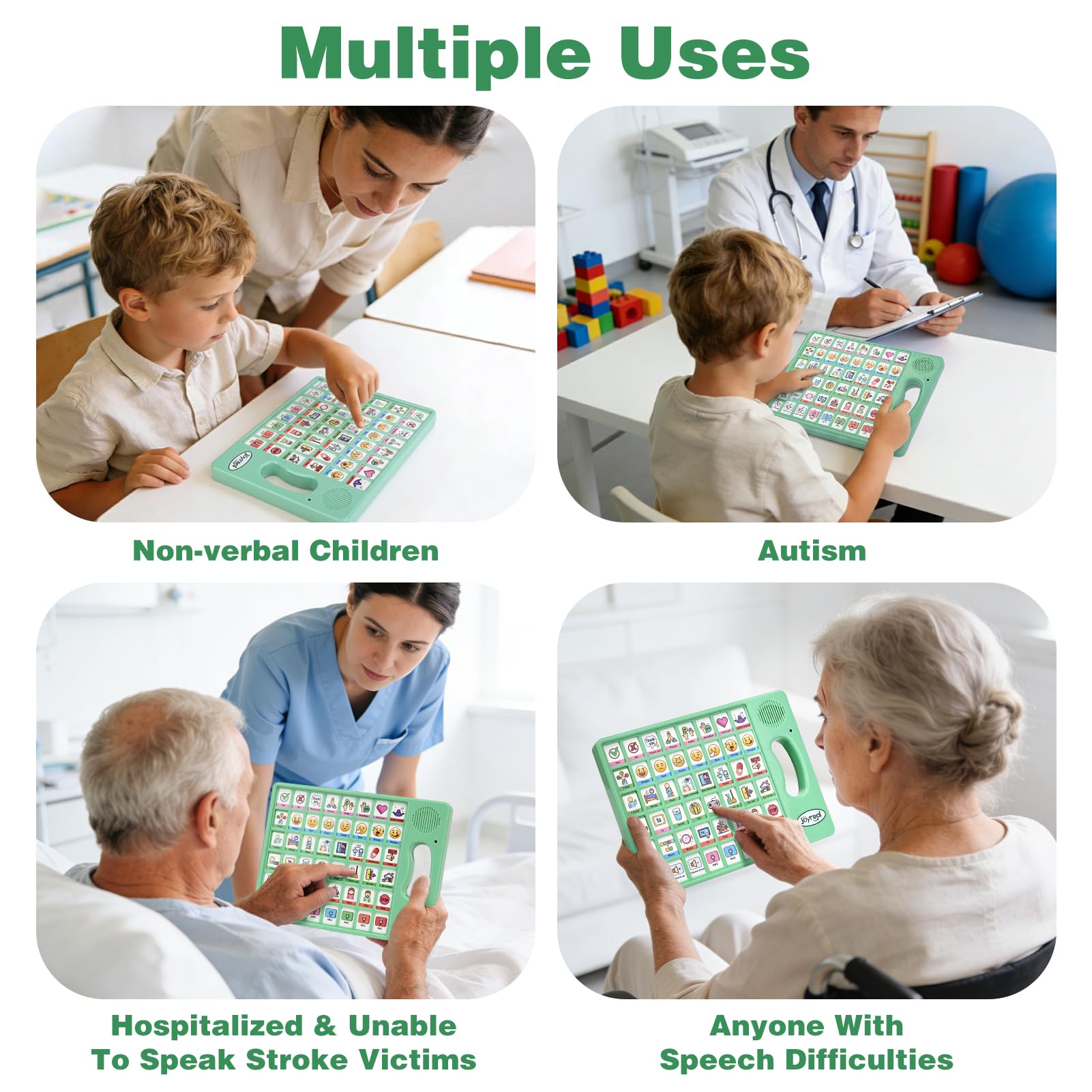 Joyreal Dispositivo AAC para autismo, herramientas de comunicación no verbal para terapia del habla y rehabilitación de accidentes cerebrovasculares. Tablero de comunicación para autismo con 5 botones