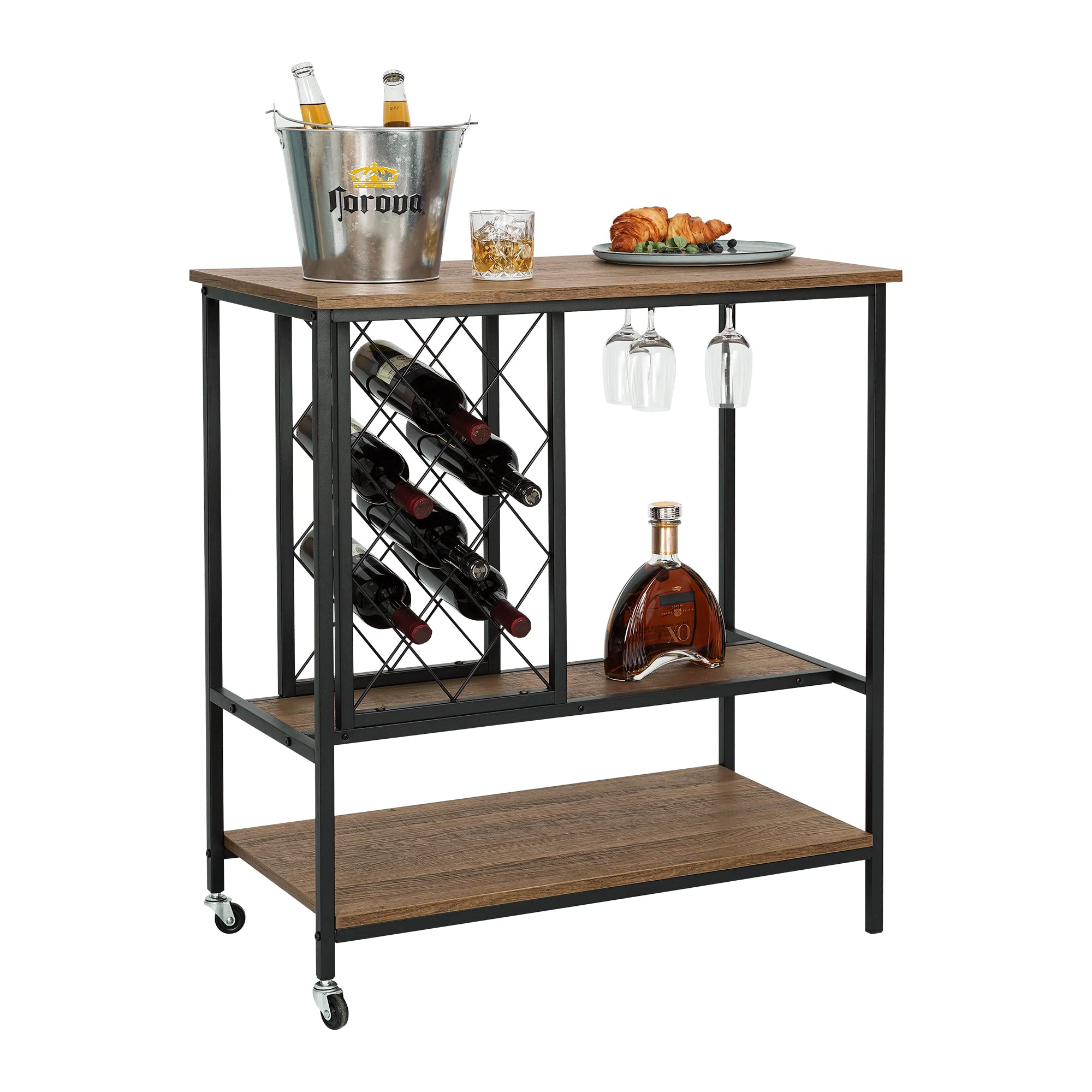 Buy GREATUNE Wine Rack Table,Industrial Bar Cart on Wheels, Console