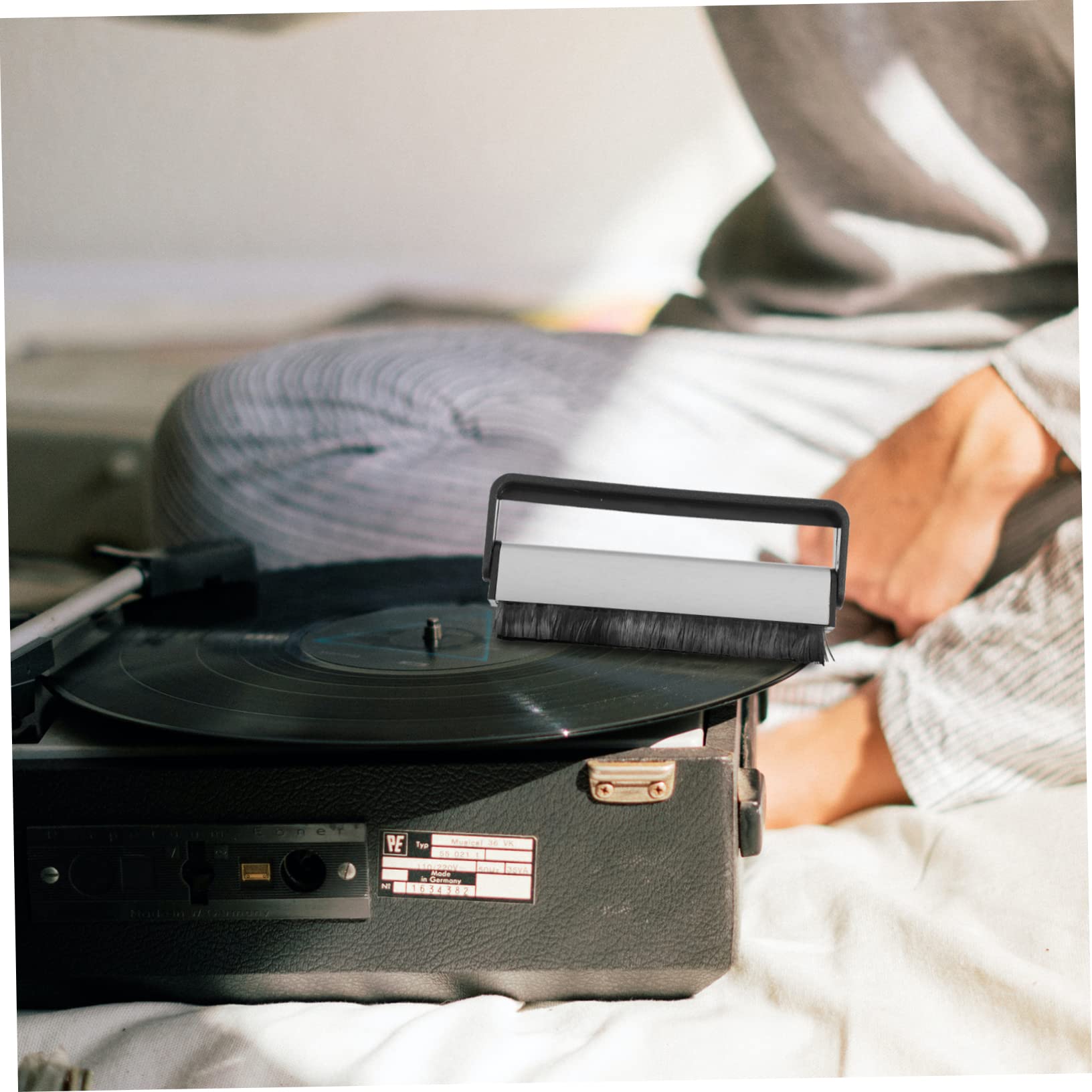Mikikit 4 Pezzi Spazzola Per La Pulizia Dei in Vinile Per La Rimozione Della Del Giradischi Con Manico in Legno Per E Album