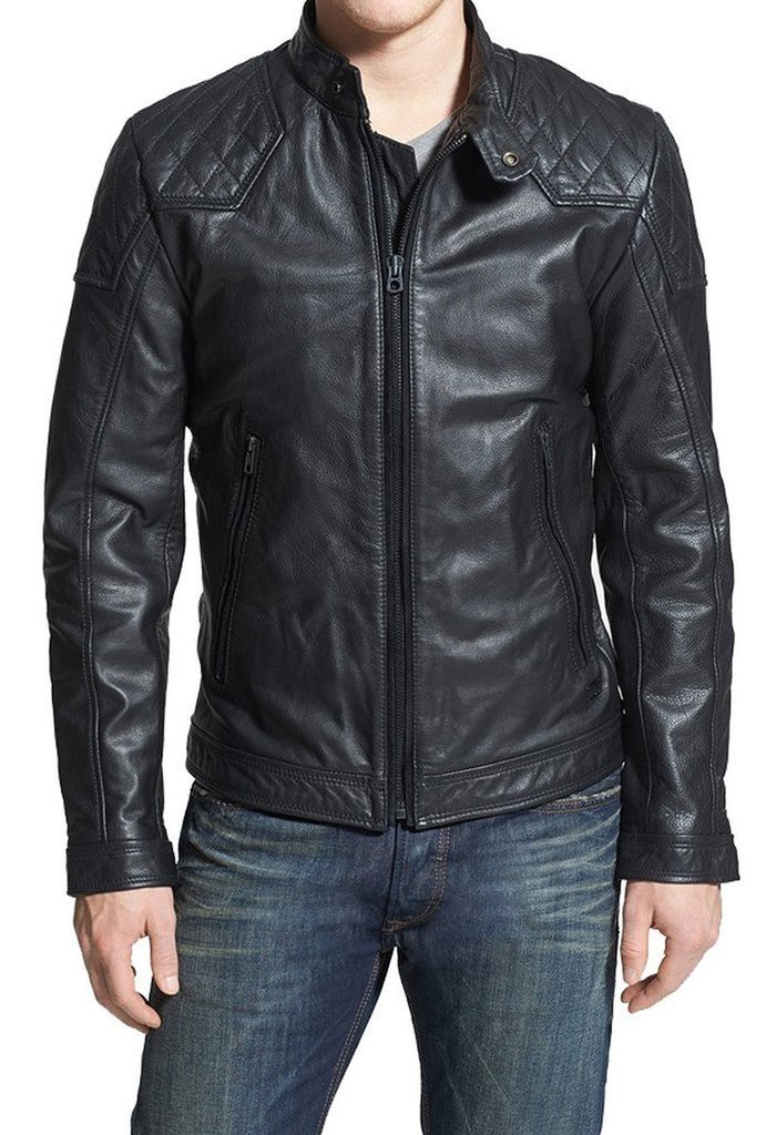 New Leather Motorcycle Cowhide Jacket Slim Fit Coat LTC522 - XXXL Black