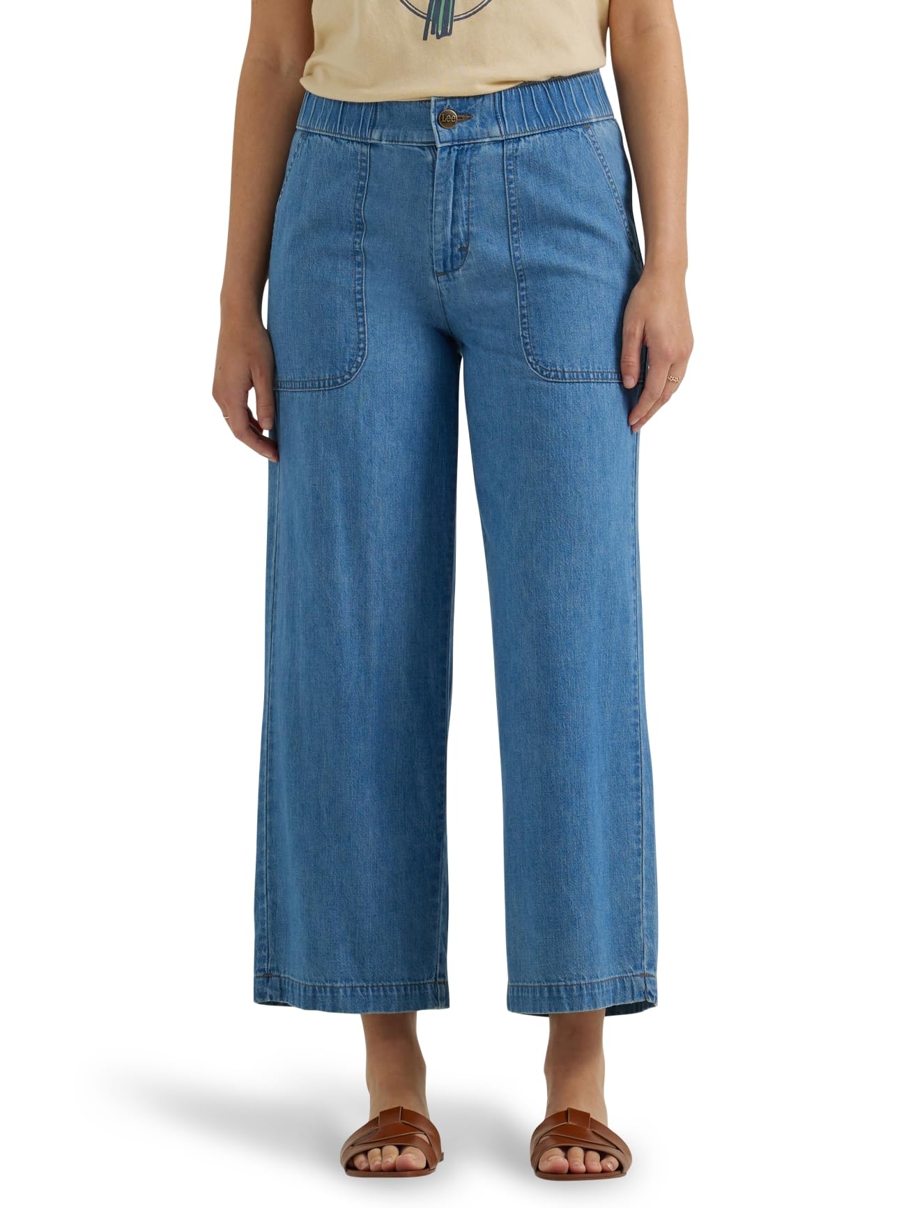 Lee Women's Ultra Lux Comfort Wide Leg Utility Crop Capri Pant