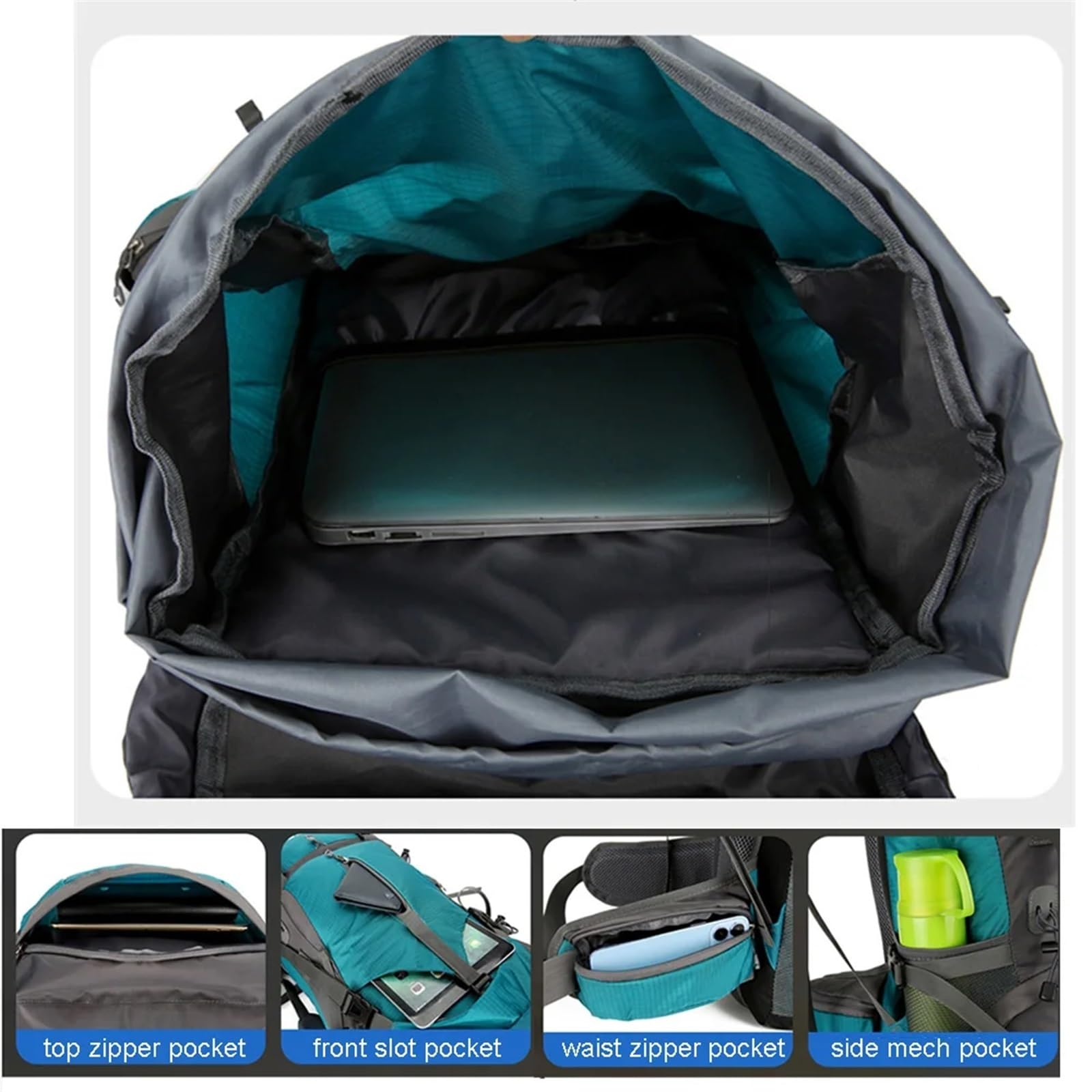 Borsa da Viaggio Zaino da Campeggio in Nylon da 70 Litri con Copertura Antipioggia Zaino da Trekking for Esterni Zaino da Alpinismo Borse a Tracolla da Uomo Bagagli Zaino Sportivo Uomo(Black)
