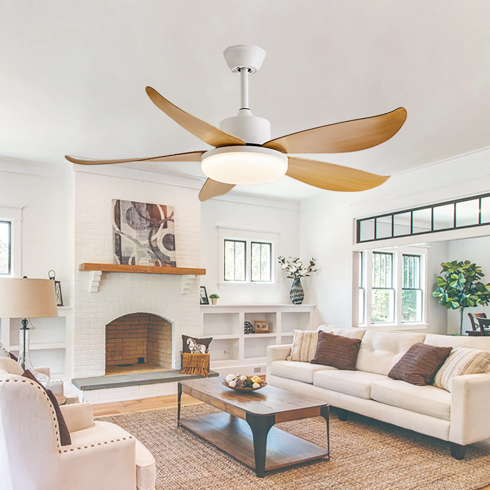 Lampadario Ventilatore da Soffitto con Telecomando Silenzioso Moderno Ventola da Soffitto con Luce DC Reversibile Dimmerabile Fiore Plafoniera per Camera da Letto Soggiorno Cucina
