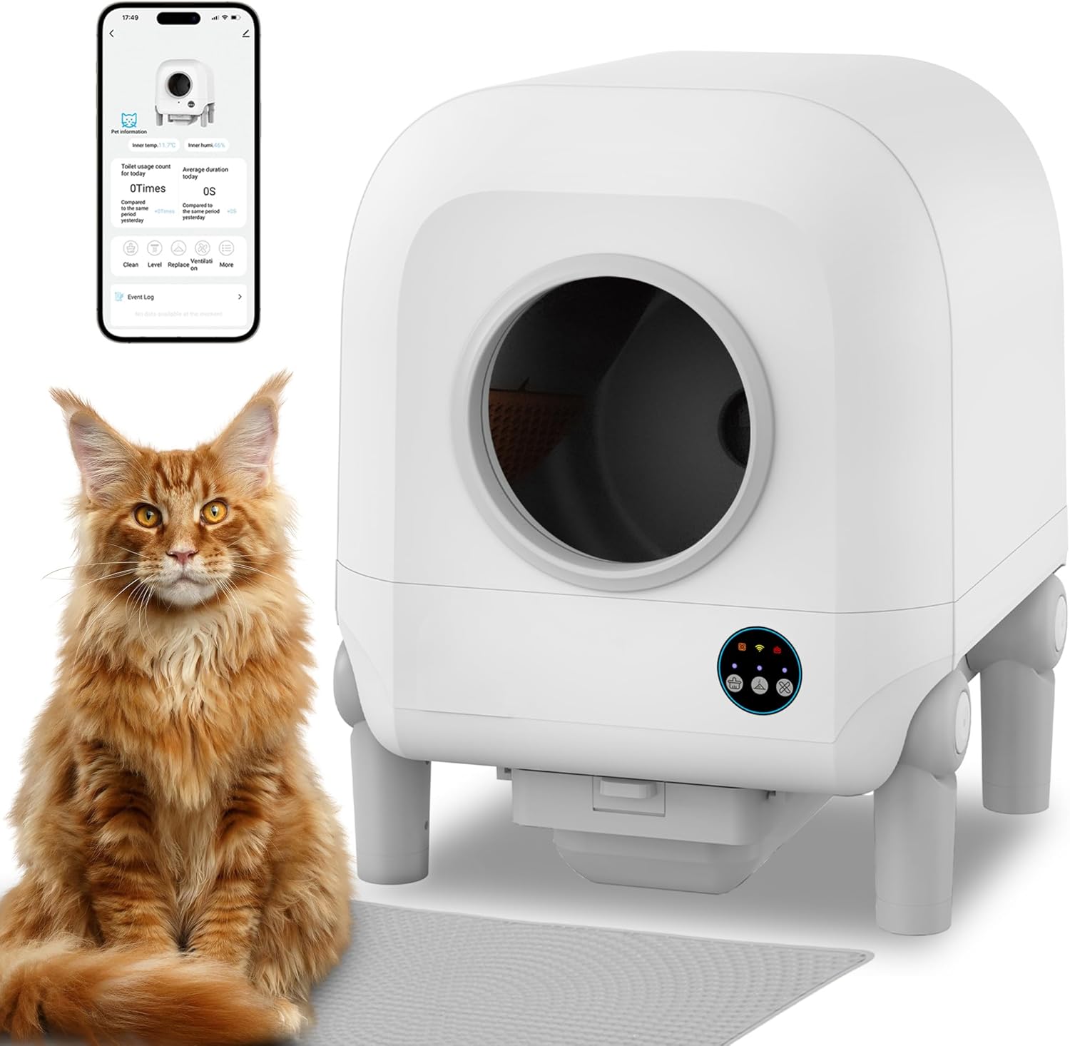 Self Cleaning Cat Litter Box, 120L XLarge Automatic Cat