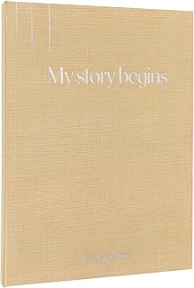 Libro de recuerdos para bebé, libro de registro de bebé, regalo de recuerdo de lujo para futura mamá, libro de recuerdos de lino para recién nacido, registro de hitos y álbum de fotos de nacimiento a