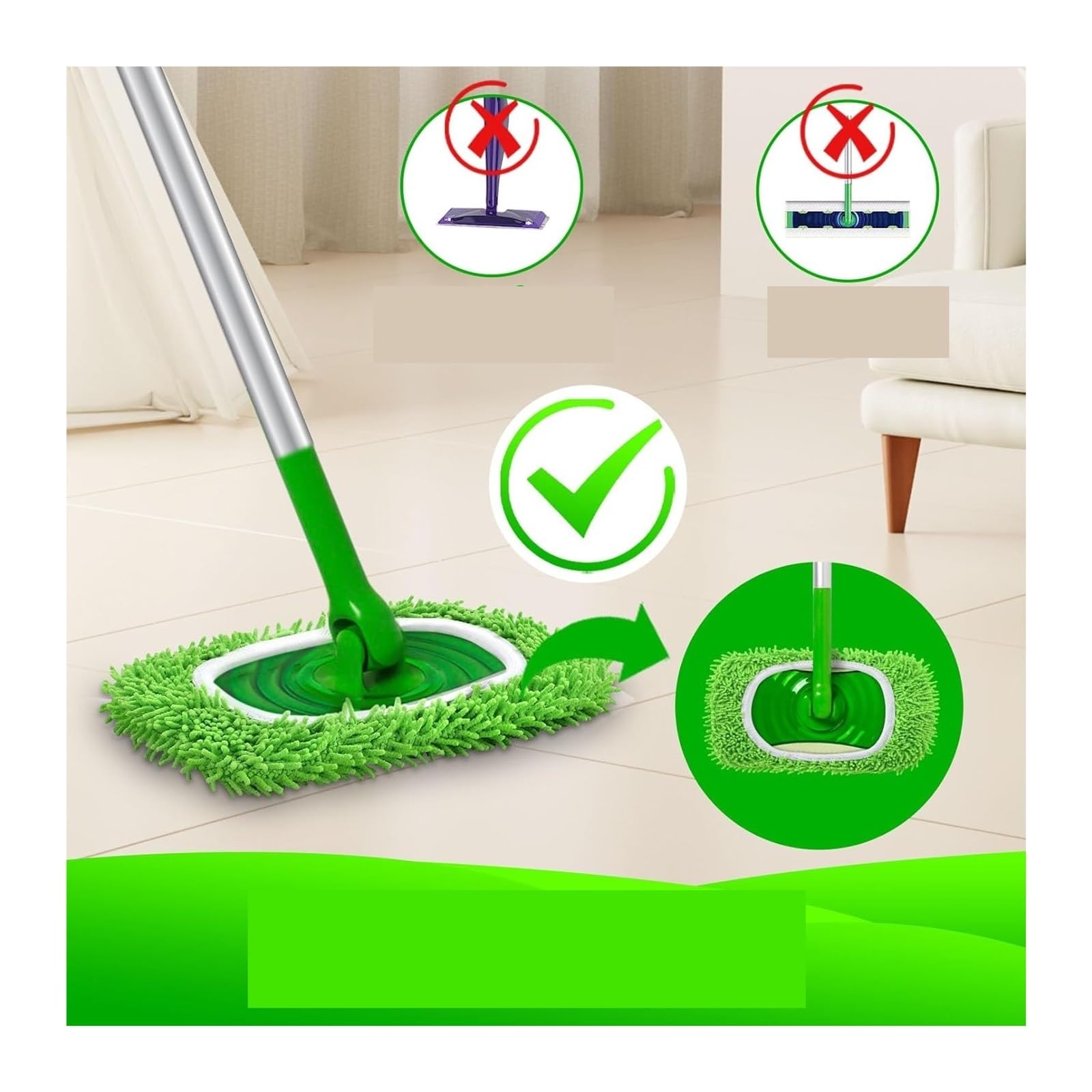 Confezione Da 2 Panni Riutilizzabili For Spazzare A Secco, Panni Bagnati In Microfibra, Compatibili Con Swiffer, Sostituzione Del Mocio For Spazzatrice