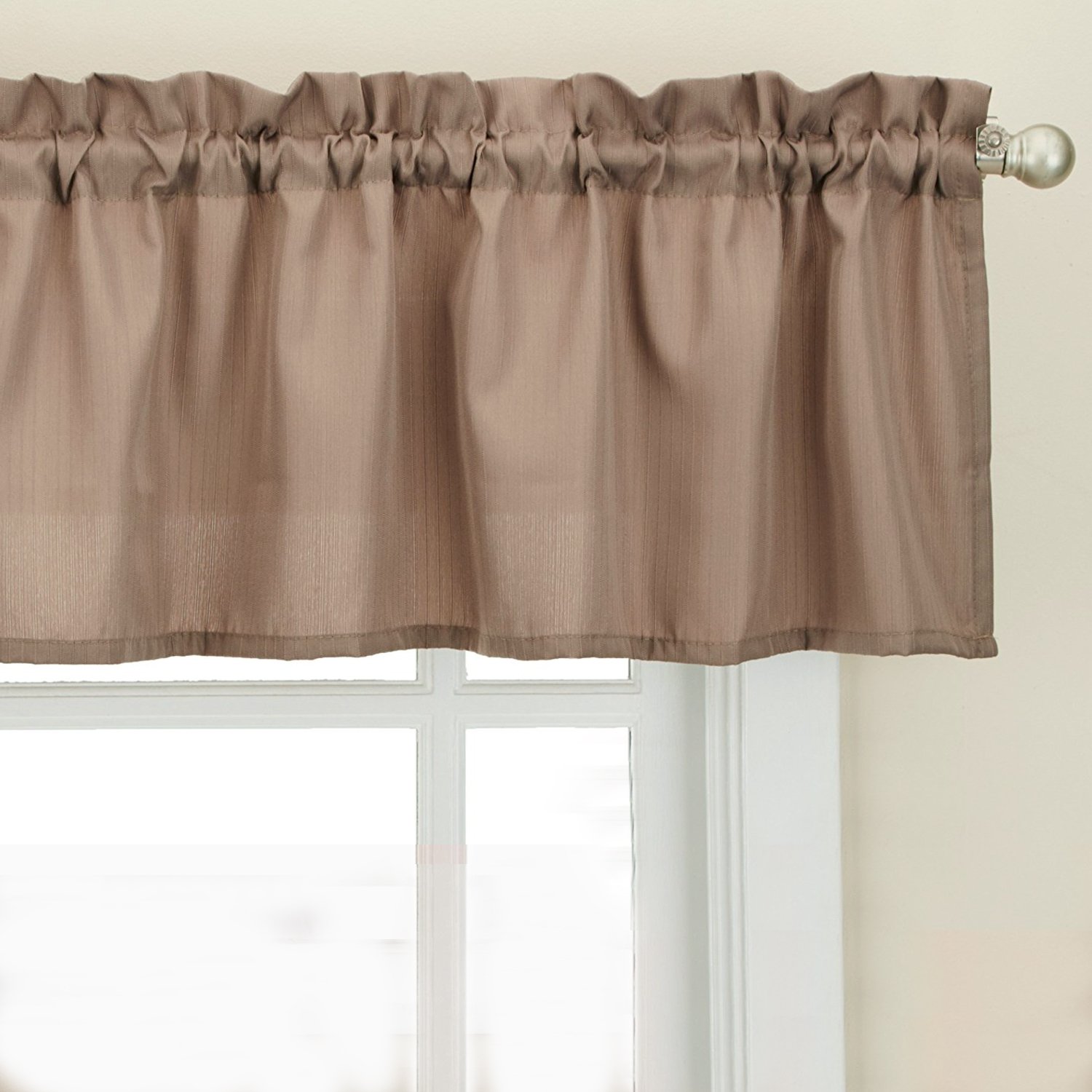 Sweet Home Collection Kitchen Curtains for Windows 40+ Styles &amp; Colors Swag, Valance, Tier Sets &amp; Panels Cafe Curtains for Farmhouse, Rustic, Modern Décor, Ribcord Taupe, Valance