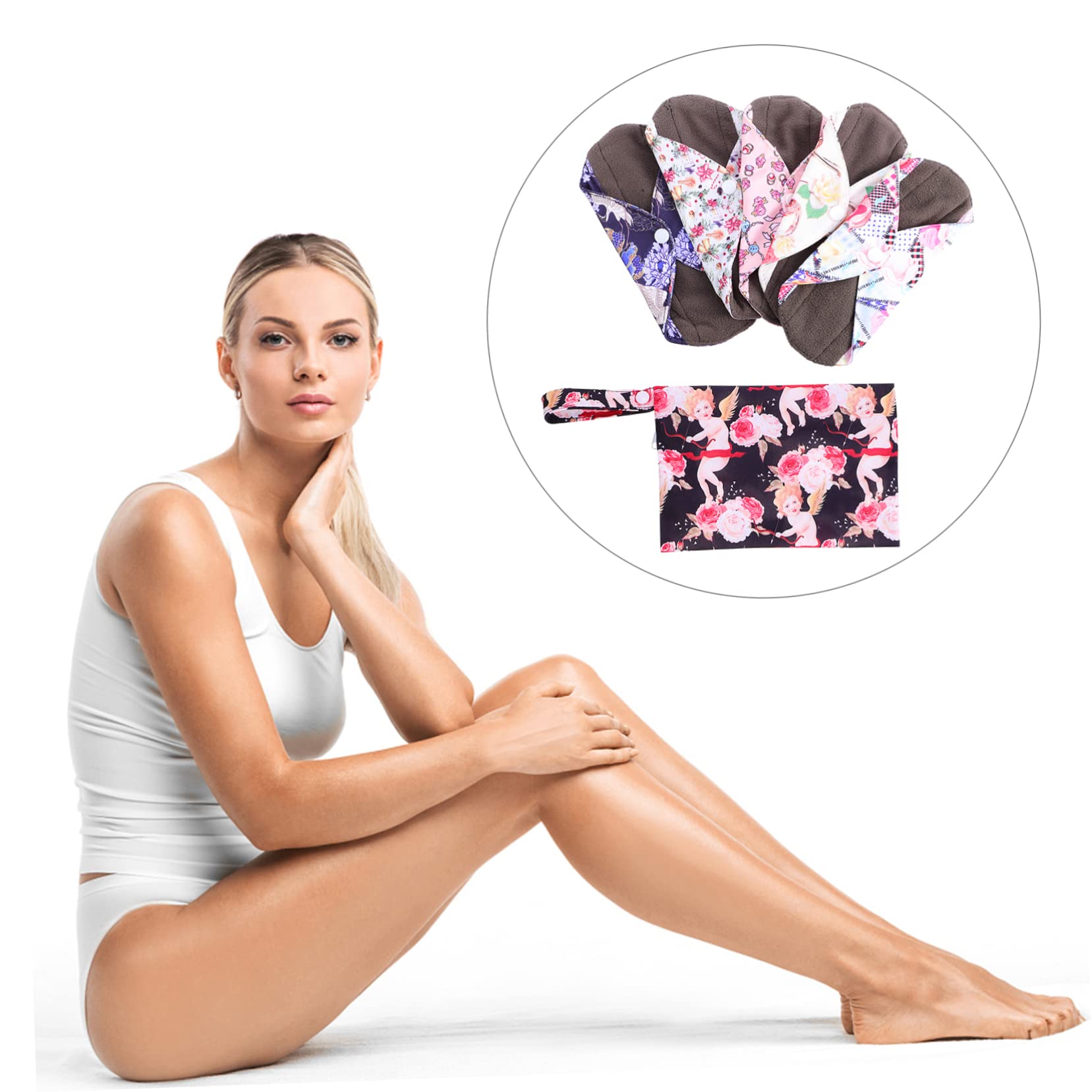 FRCOLOR 3 Juegos Toalla De Tía Lavable Toallas Sanitarias Reutilizables Almohadillas Lavables Para Mamá Bolsas Almacenaje Bolsas De Almacenamiento Compresa Menstrual De Tela 5 Piezas * 3