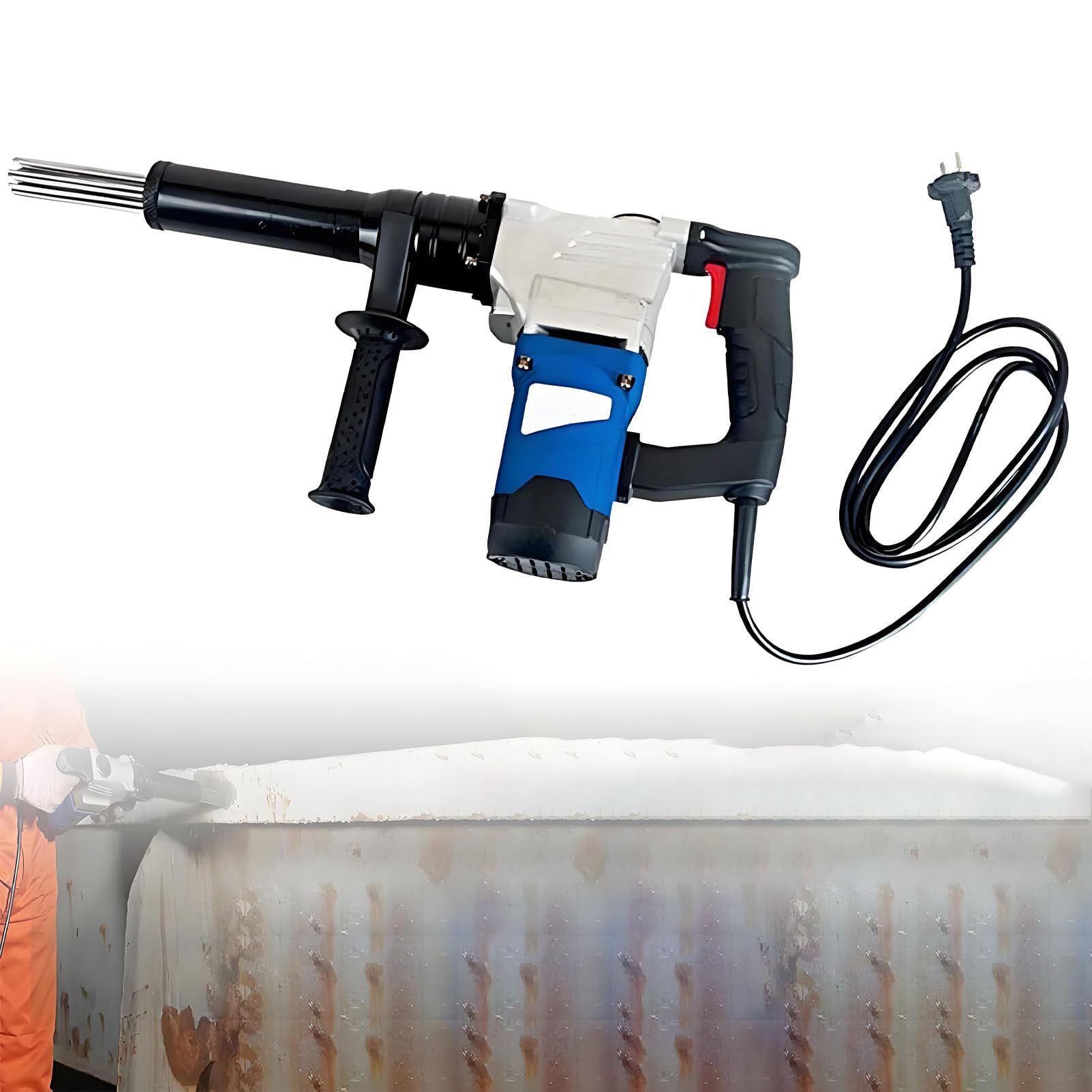 YXYLJOZ Electric Needle Scalers,Industrial Grade Electric Needle Scalers, HandHeld Needle Derusting Gun for Removal of Rust, Weld Slag and Paint