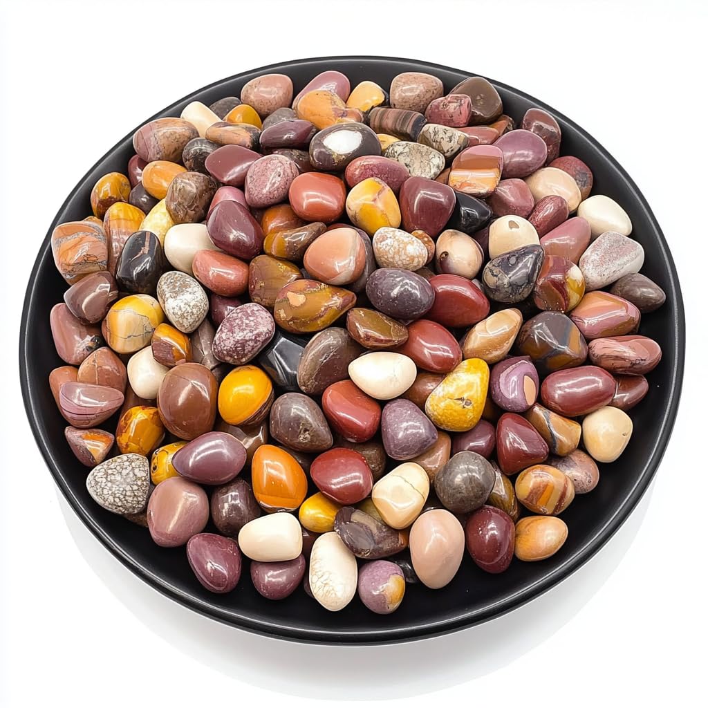 Polished Mookaite Jasper Crystal Chips 200 Pcs - 0.3" 10 oz Tumbled Stone Chips Crushed Sea Glass Stones Healing Reiki Crystal Making Home Decoration