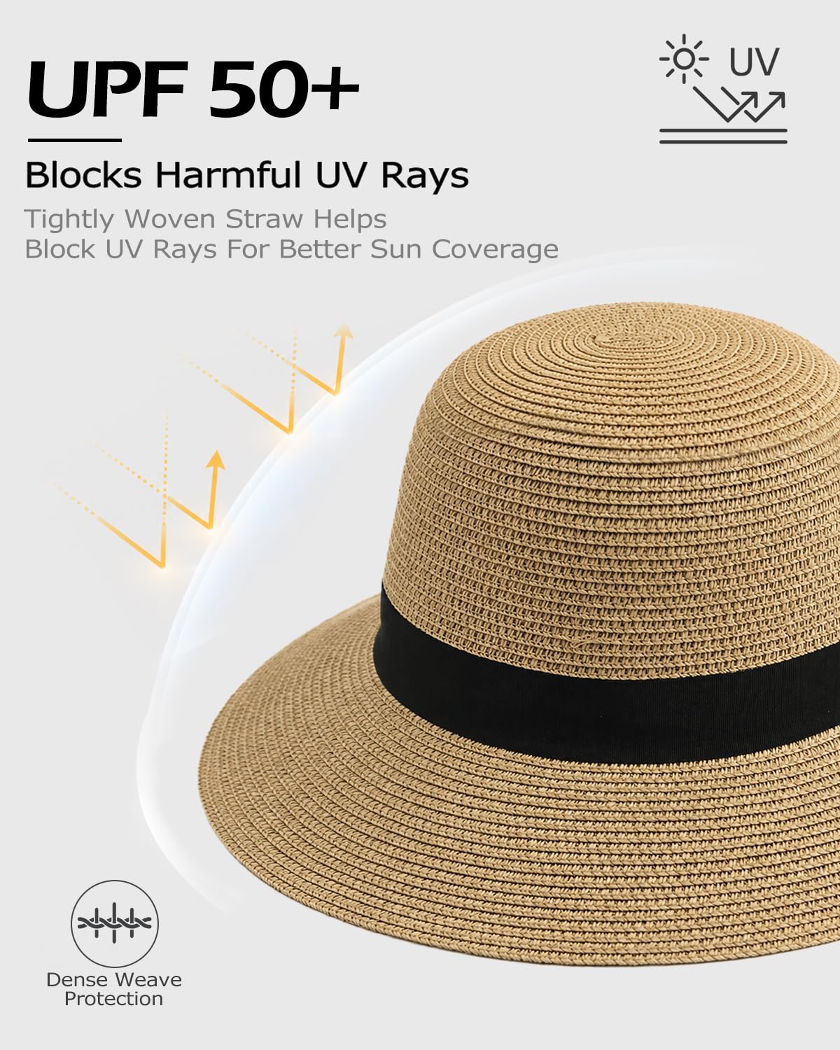 Feng Shui， S/M/L/XL/XXL Sombreros para el Sol Mujeres para Cabezas Grandes Sombrero de Paja de Verano Protección Solar Sombrero de Playa UPF 50+ Sombrero de Vacaciones Flexible de ala Ancha para