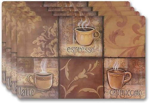 Juego de 4 manteles individuales rectangulares de vinilo, antideslizantes, ideales para mesa de comedor en interiores y exteriores, manteles