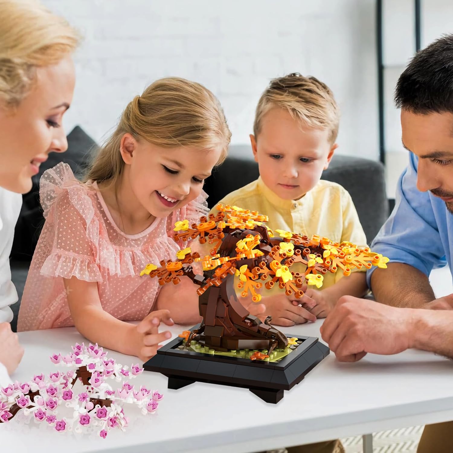Bonsai Tree Building Set, 4 in 1 Four Seasons Bonsai Tree Building Toy, Plant Collection Home Decoration Building Blocks DIY Adult Creative Gifts for Kids