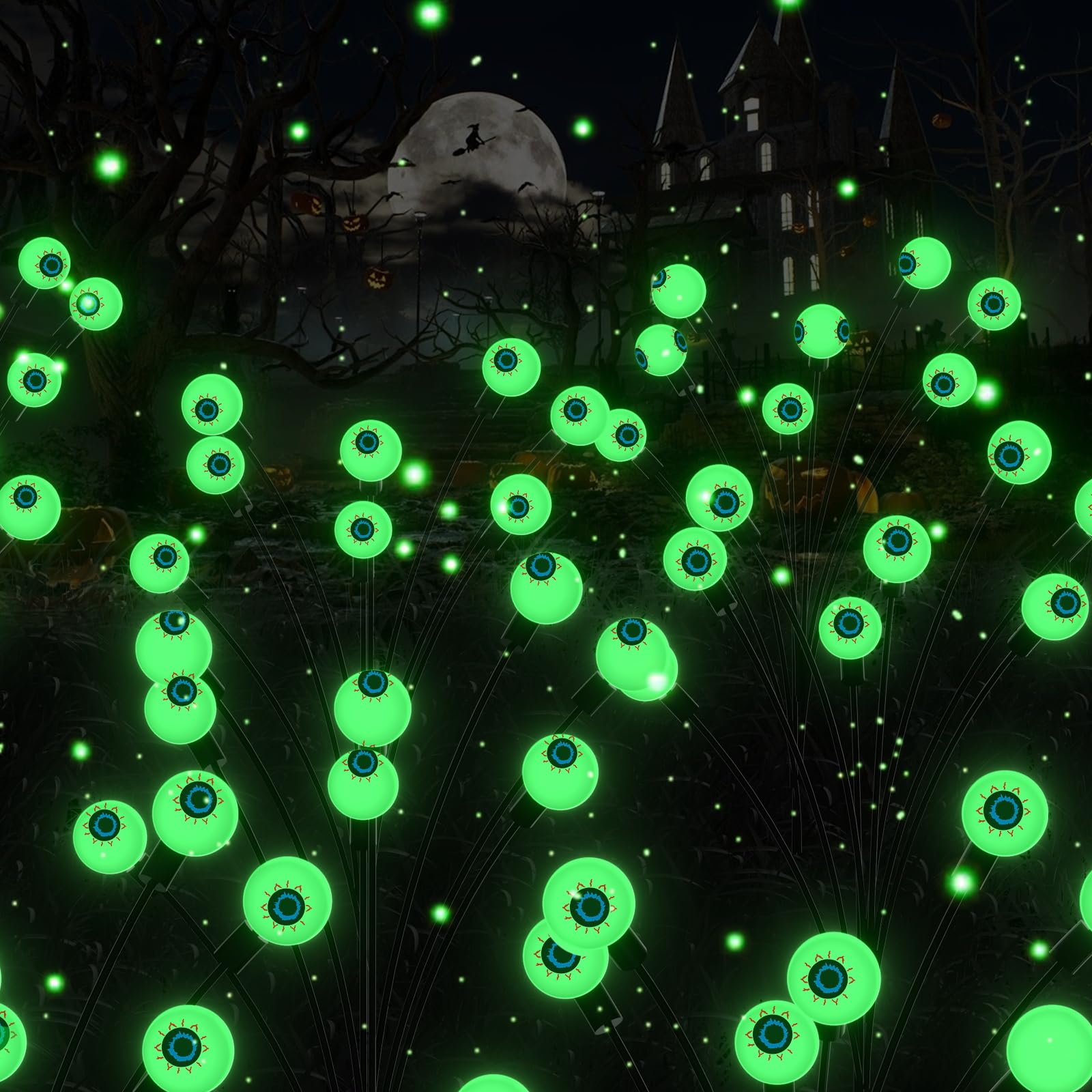 PENGXIANG 2 Pcs 6LED Lumières Solaires Effrayantes Pour Les Yeux Décoration D'Halloween IP65 Étanche Lumières Vertes Pour Allée Jardin Pelouse Fête