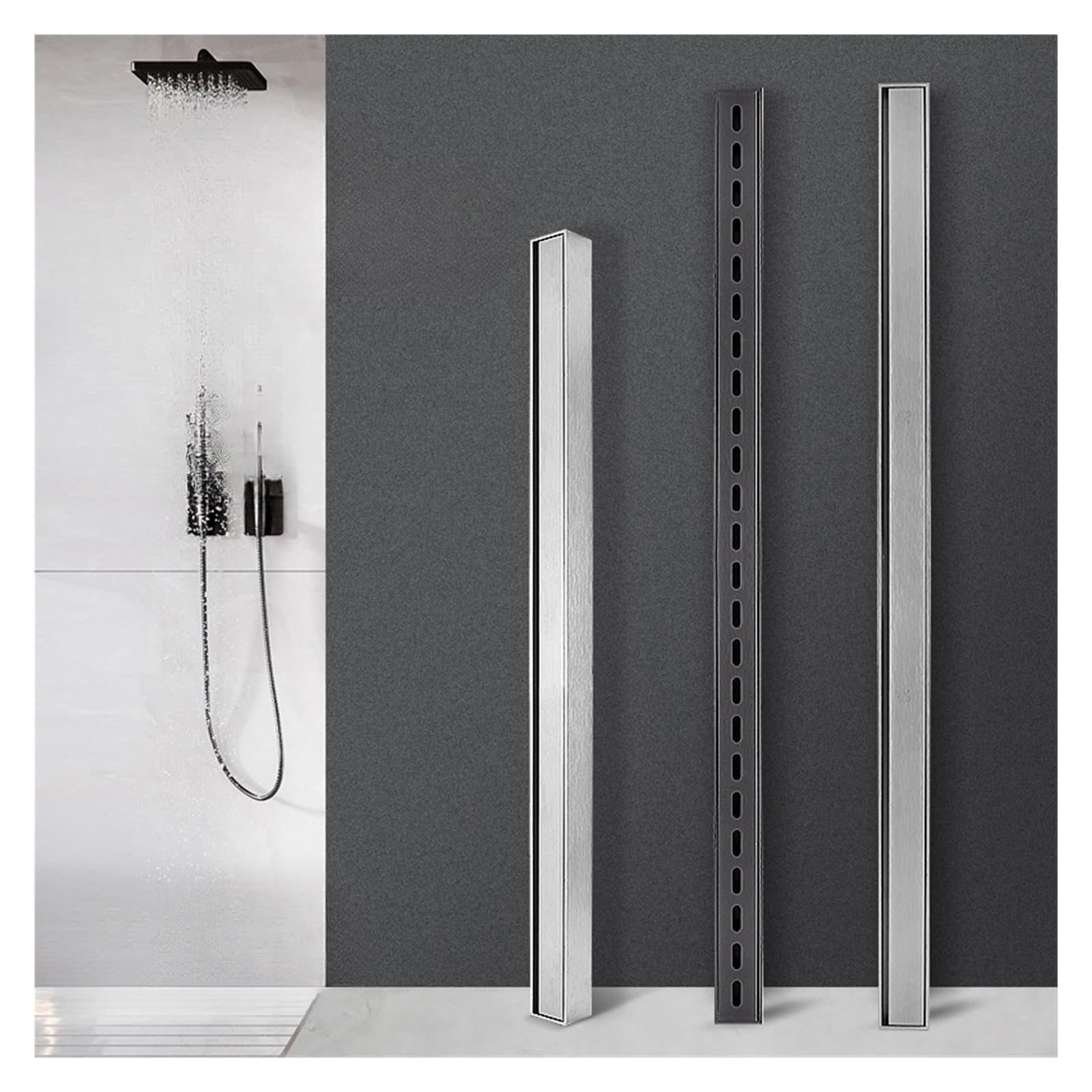 Desagüe Lineal para Ducha Drenaje de Piso 304, 3,2 cm Ancho, Lineal, Rectangular, desagüe Acero Inoxidable, Tira for Cuarto Ducha, 40-80(Color 1 Side,40CM)