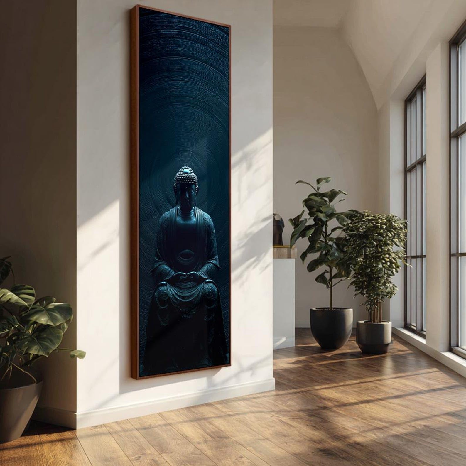 YUSUZHU Stampa verticale lunga di Buddha per ufficio, quadro buddista alto e stretto per sala da pranzo, camera da letto, poster su tela (35x105 cm/senza cornice)