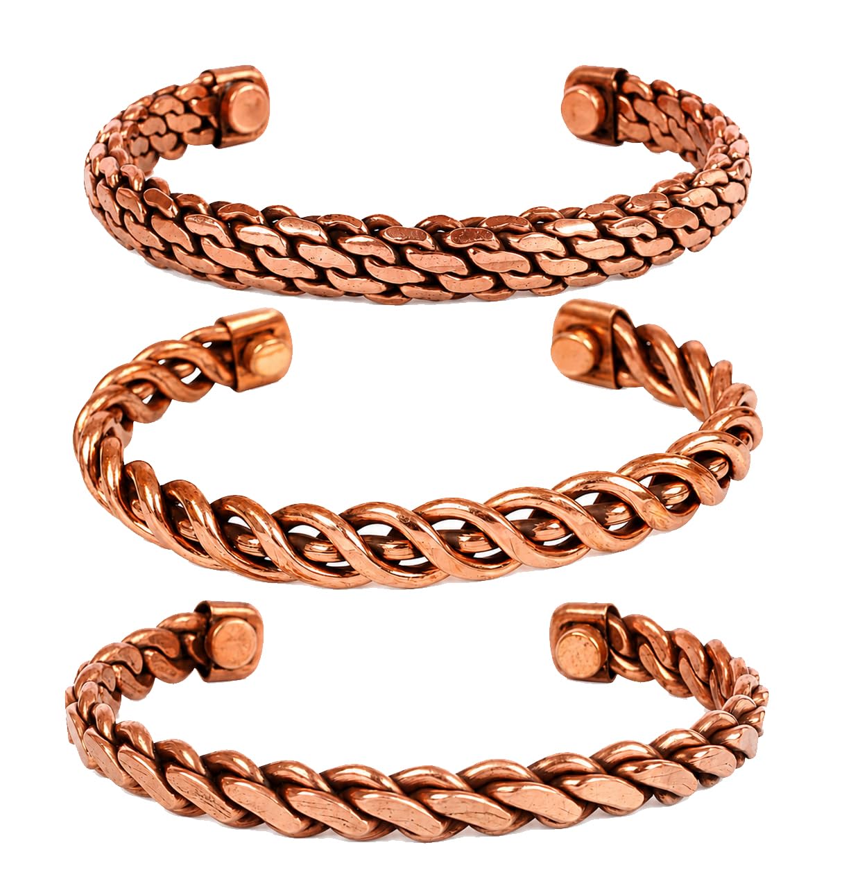 Touchstone magnetic copper bracelets for men women in gift box, Set of 3