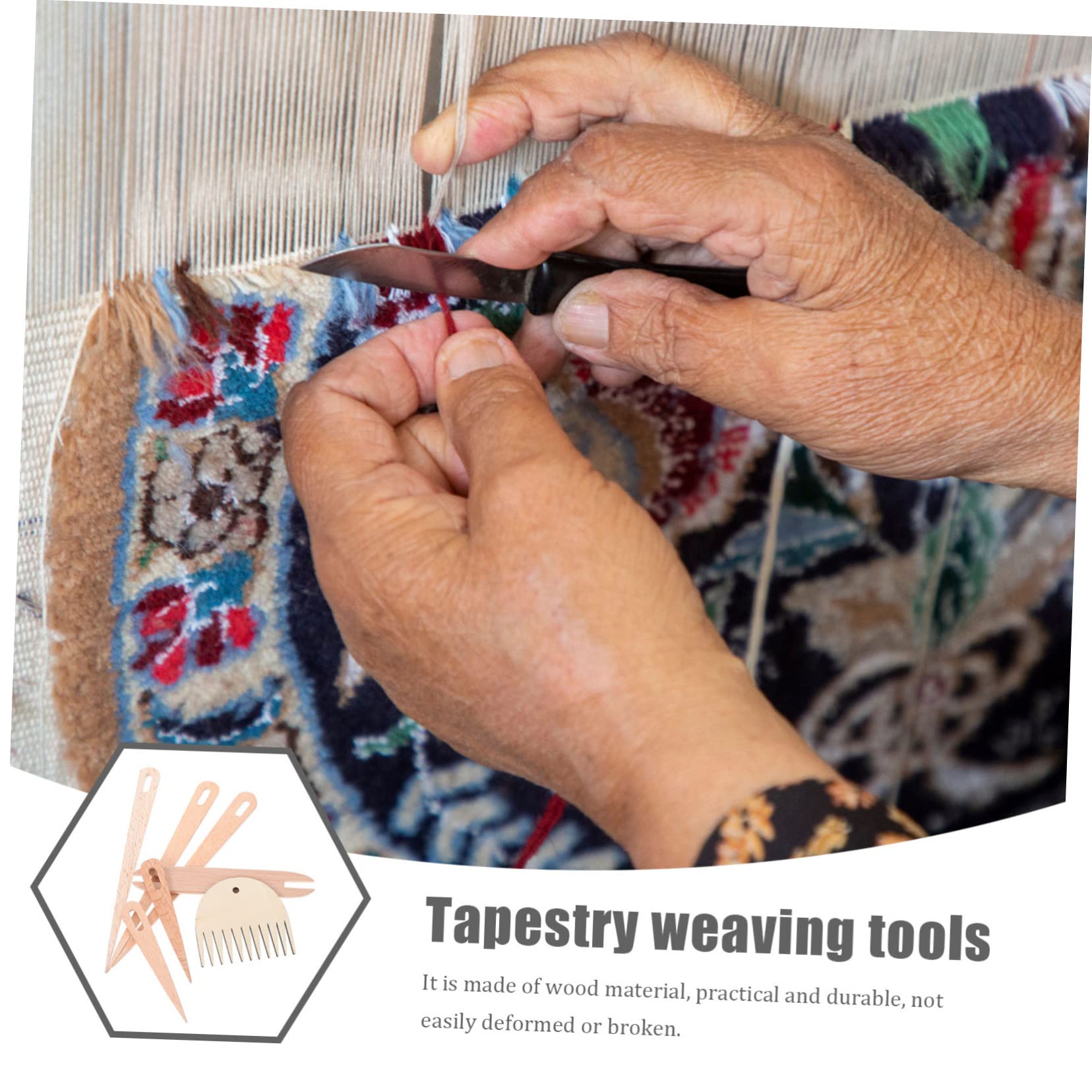 SHINEOFI 3 Juegos herramientas para tejer tapices Ergonómico kit que se avecina talón agujas de tejer agujas tejer accesorios de costura herramienta de artesanía de tejido de madera Khaki