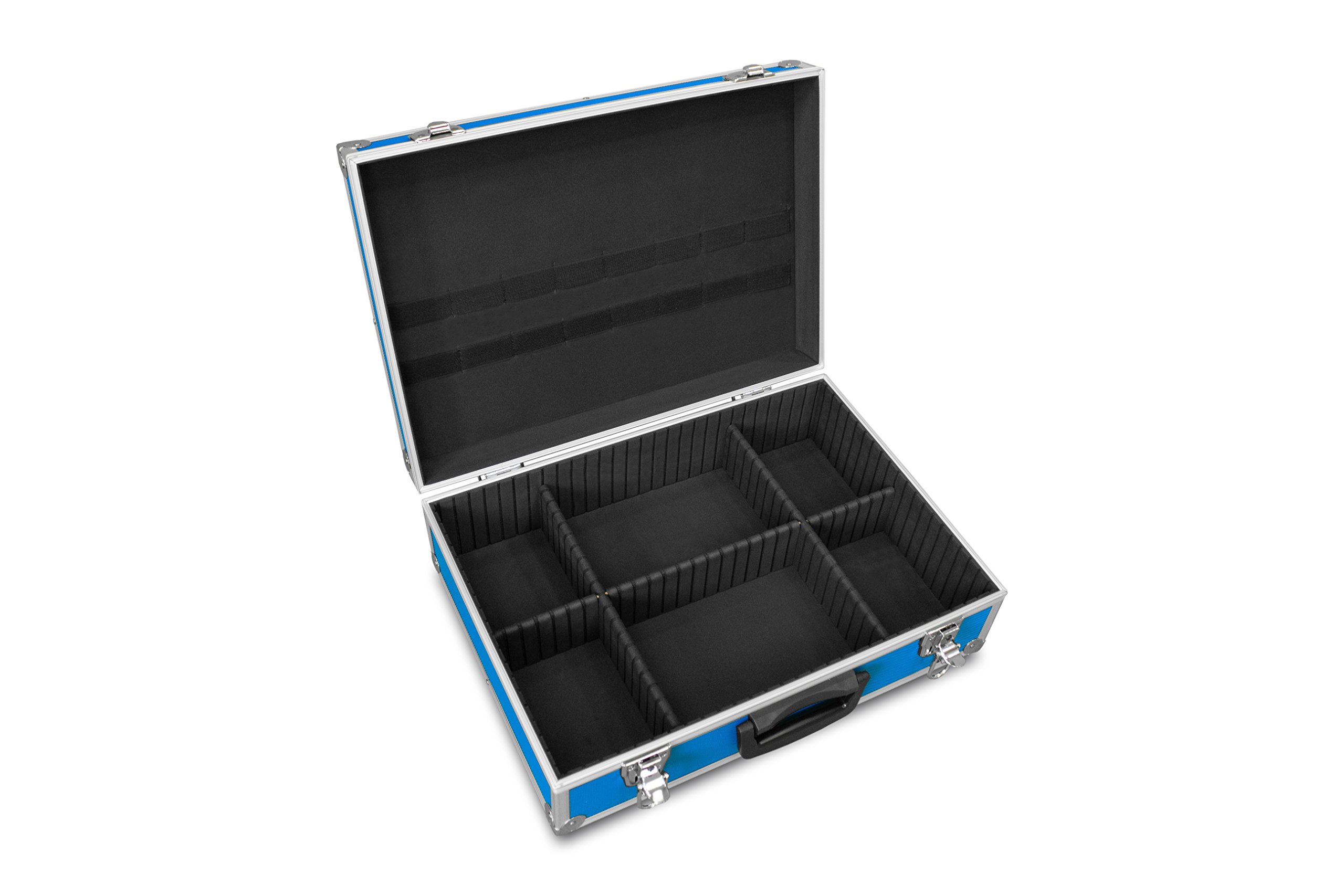 Walizka transportowa z aluminiową ramą na narzędzia, aparat, przyrządy pomiarowe, wyściółka piankowa, obciążenie 10 kg, 440 x 300 x 130 mm, niebieski, 440x300x130mm