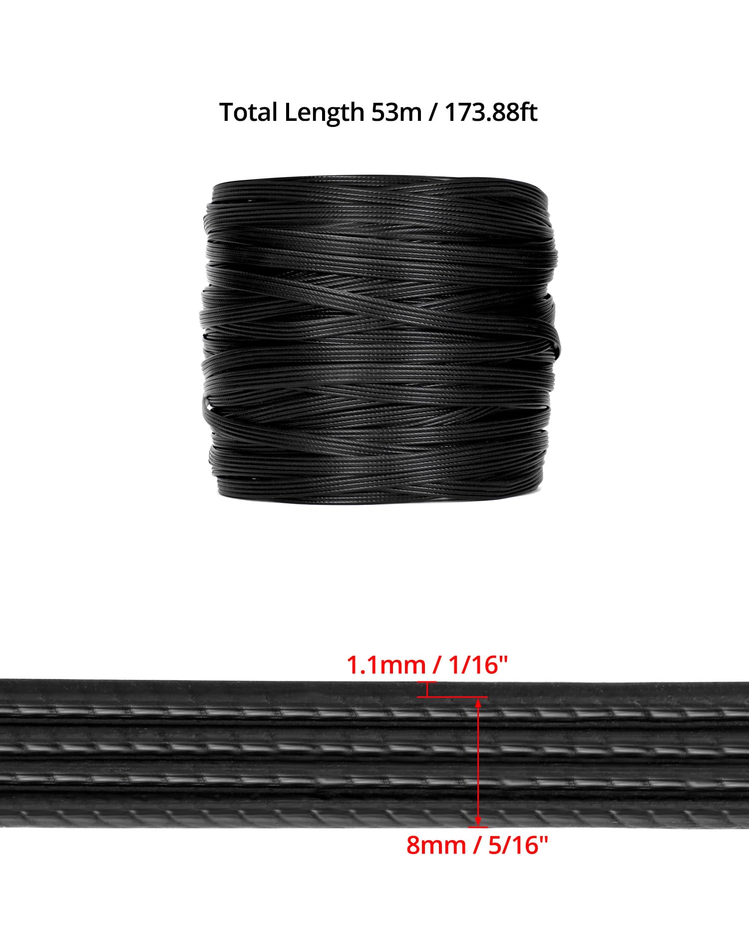 QWORK® PE Rattan, Materiale di Riparazione in Rattan Intrecciato in plastica, Nero, Resistente agli Agenti atmosferici, per Lavoro a Maglia e riparazioni, 0.5 kg