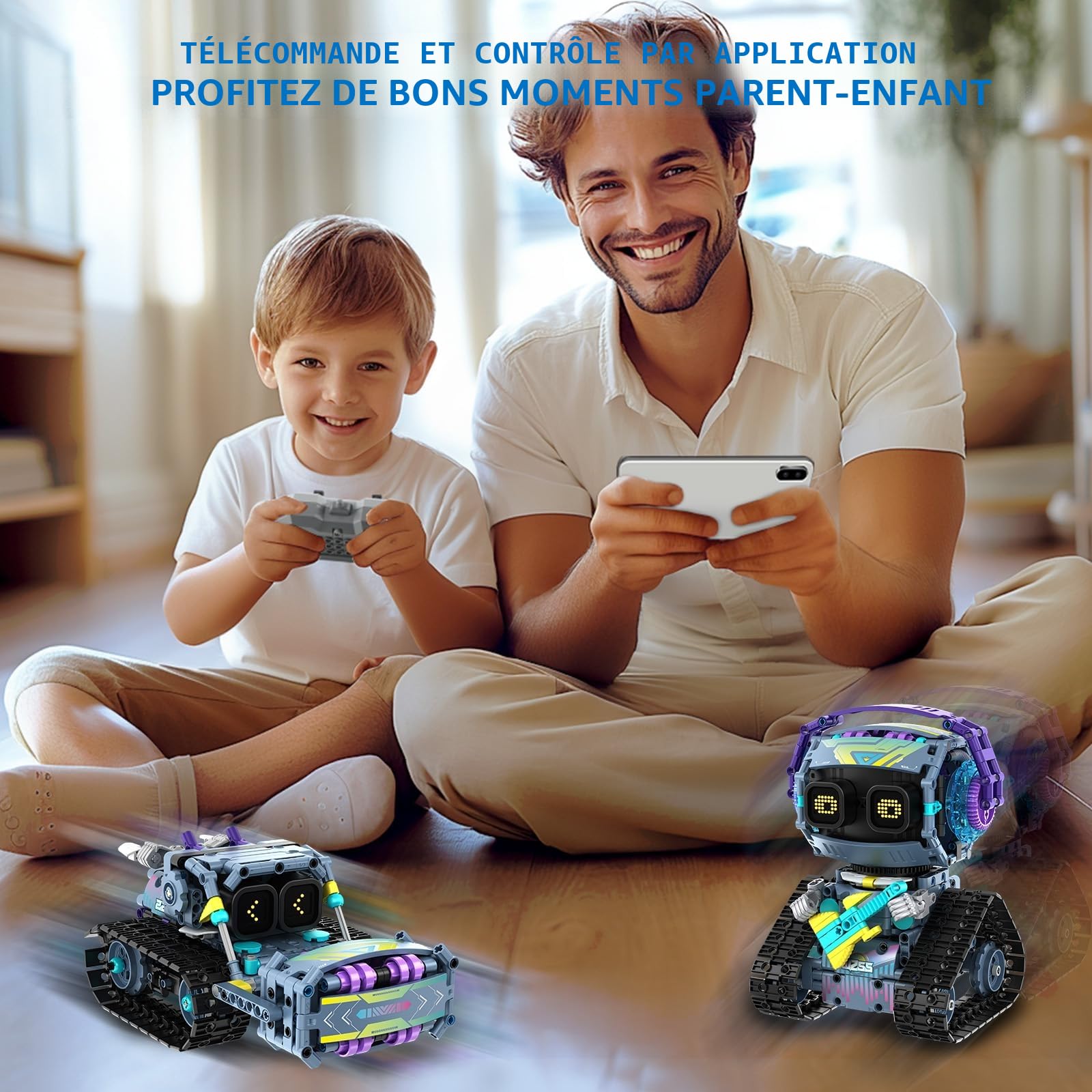 Technic Robots Télécommandé pour Enfants, 3-en-1 STEM Robot de Course RC avec App Robot, Jouet de Construction programmable, Idées Cadeaux pour Garçons et Filles âgés de 8 à 12 Ans