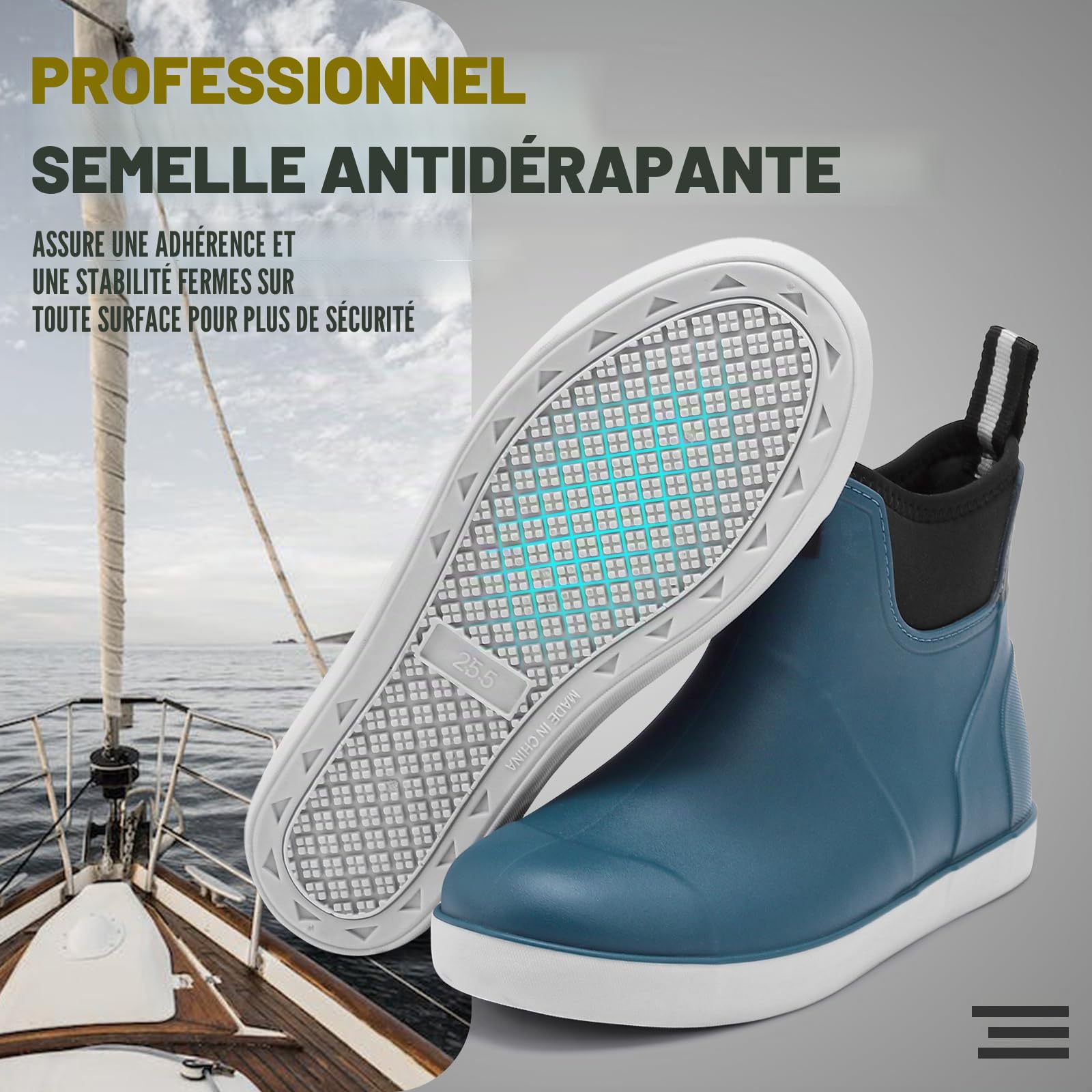 Bottes Caoutchouc Homme, Original Confortable Antidérapant étanche De sécurité Bottine, Chaussures De Travail