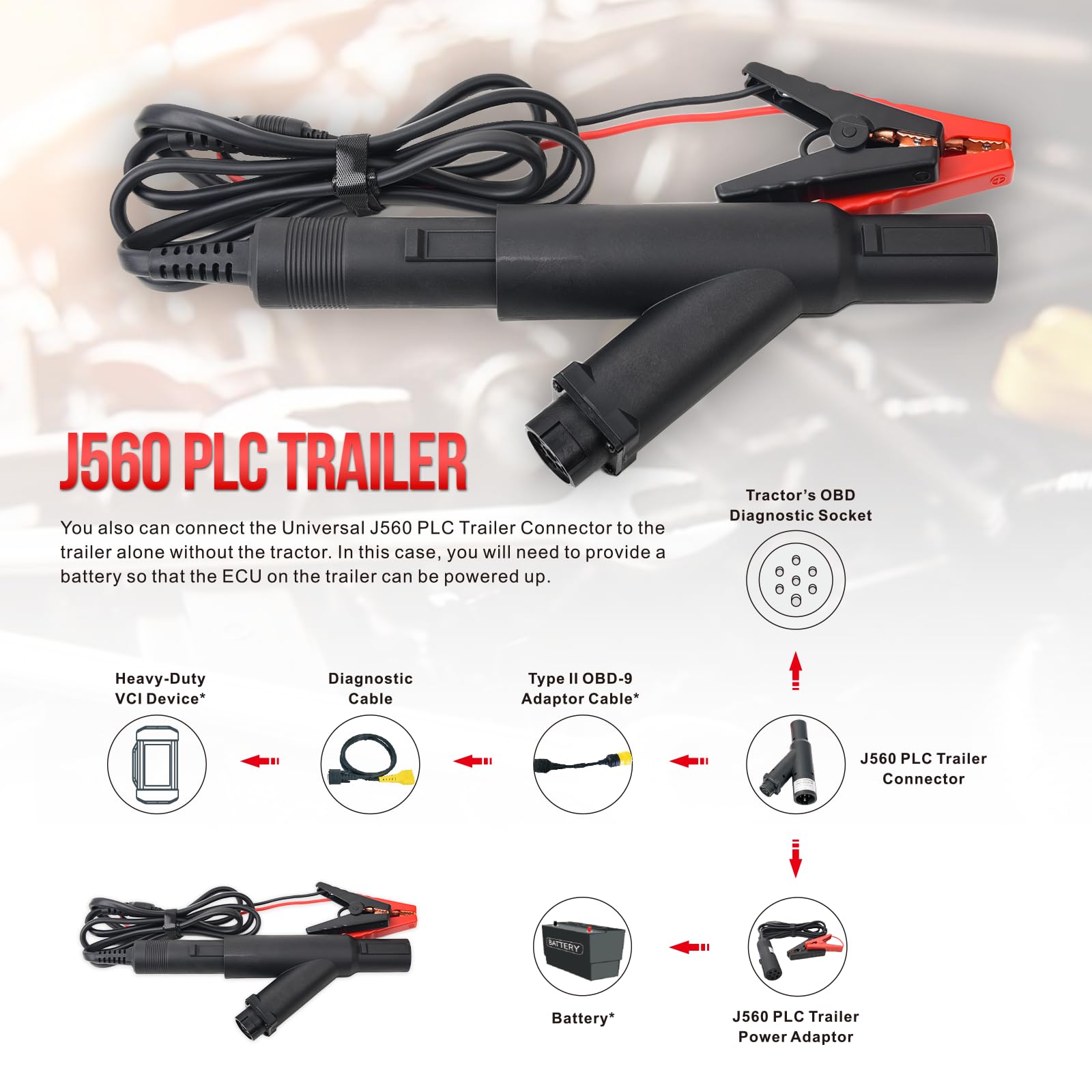 LAUNCH 7+9 Pin HD Trailer J560 PLC Connector, Compatible
